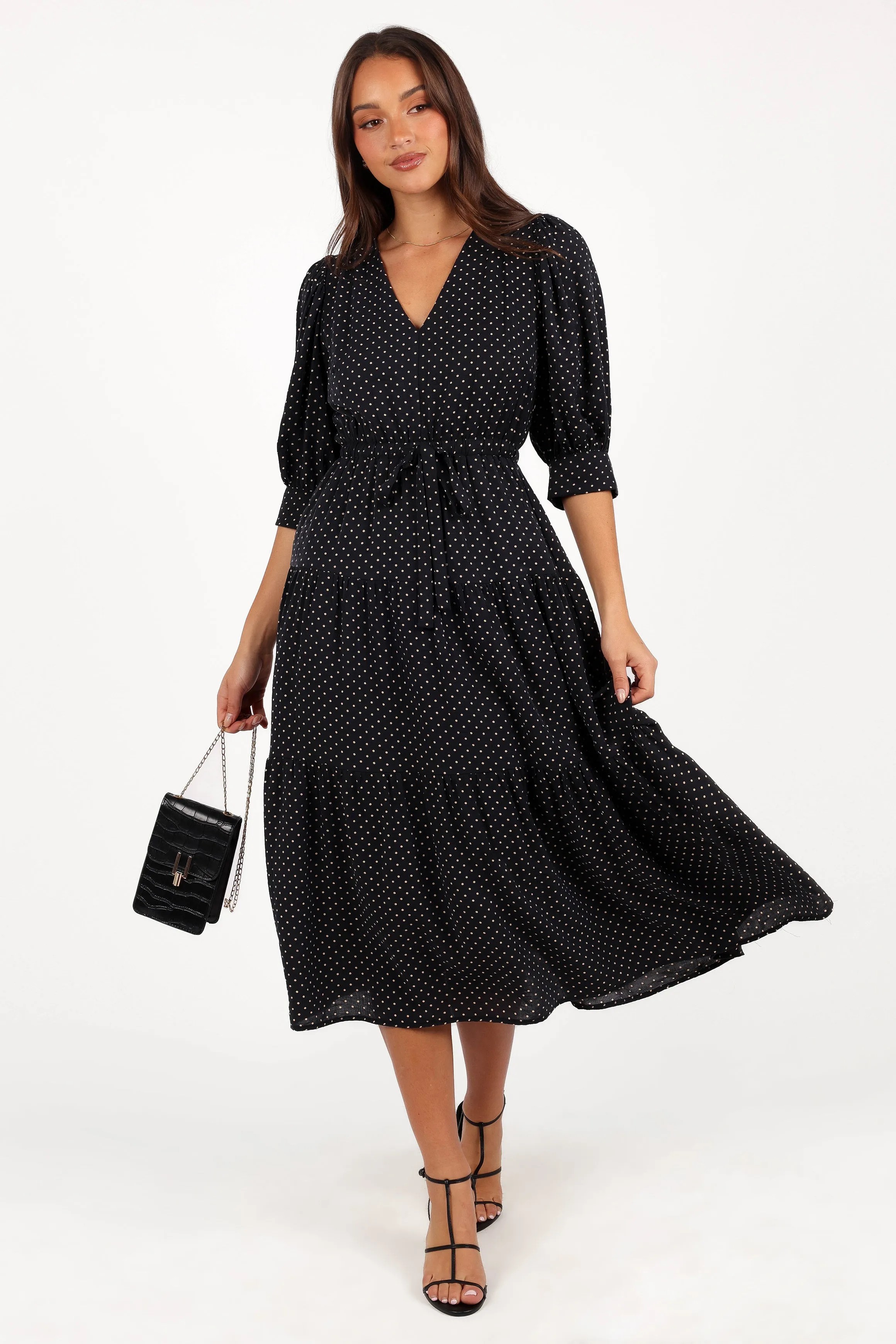 Moscow Midi Dress - Black Polka Dot sold by Petal & Pup product image thumbnail 3