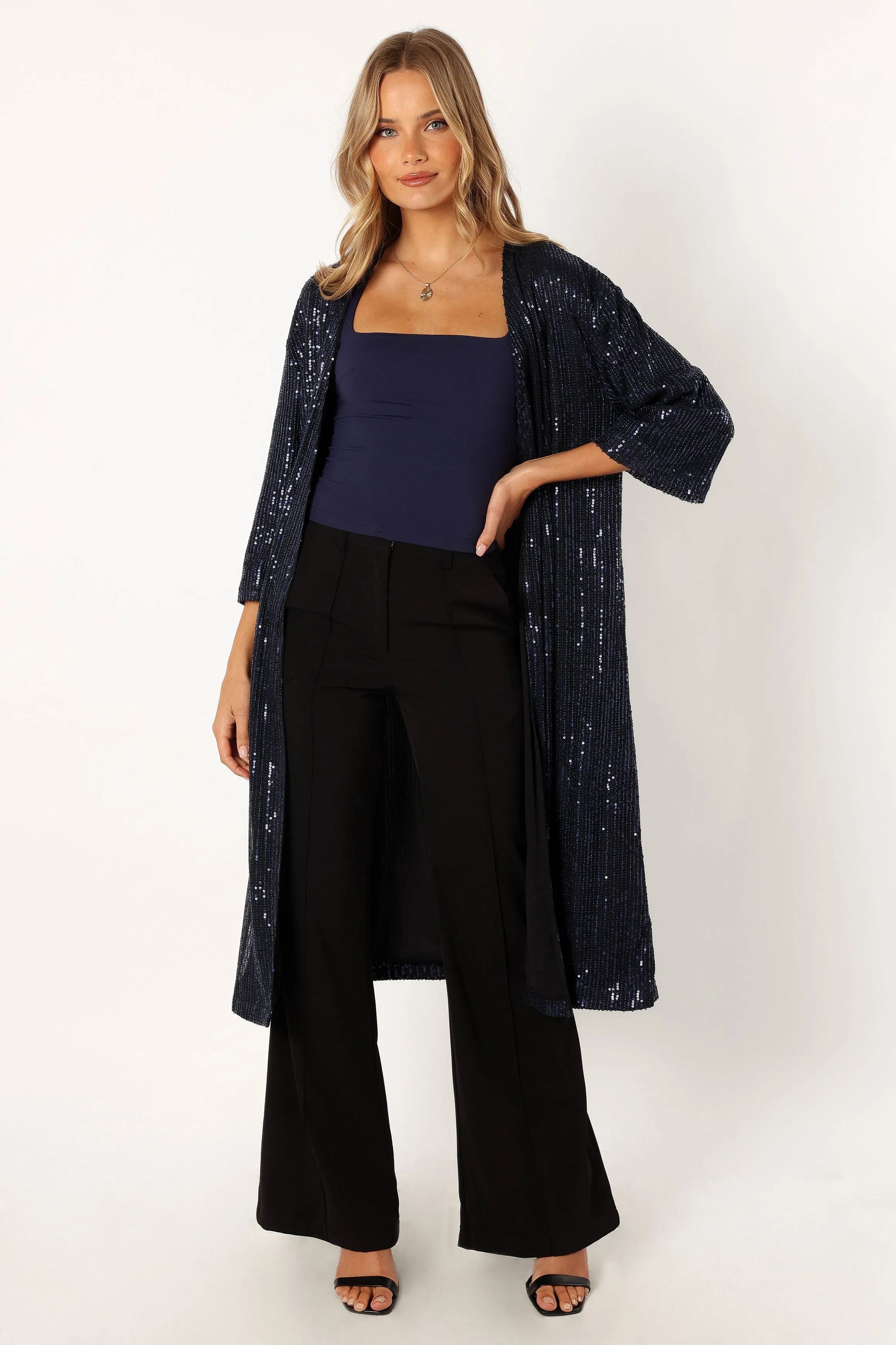 Karsyn Open Front Sequin Duster - Navy sold by Petal & Pup product image thumbnail 5