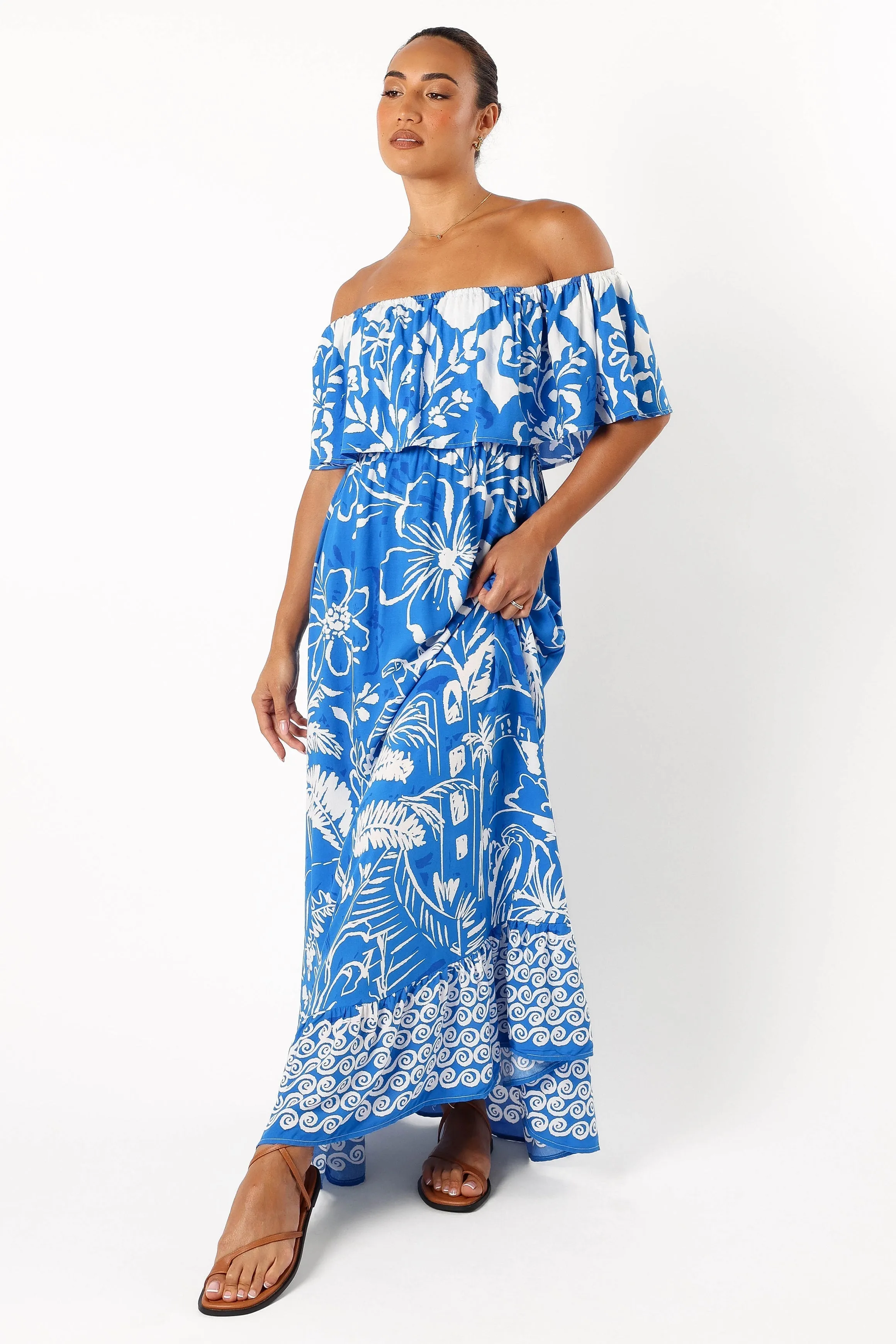 Pyros Off Shoulder Midi Dress - Harper Print sold by Petal & Pup product image thumbnail 4