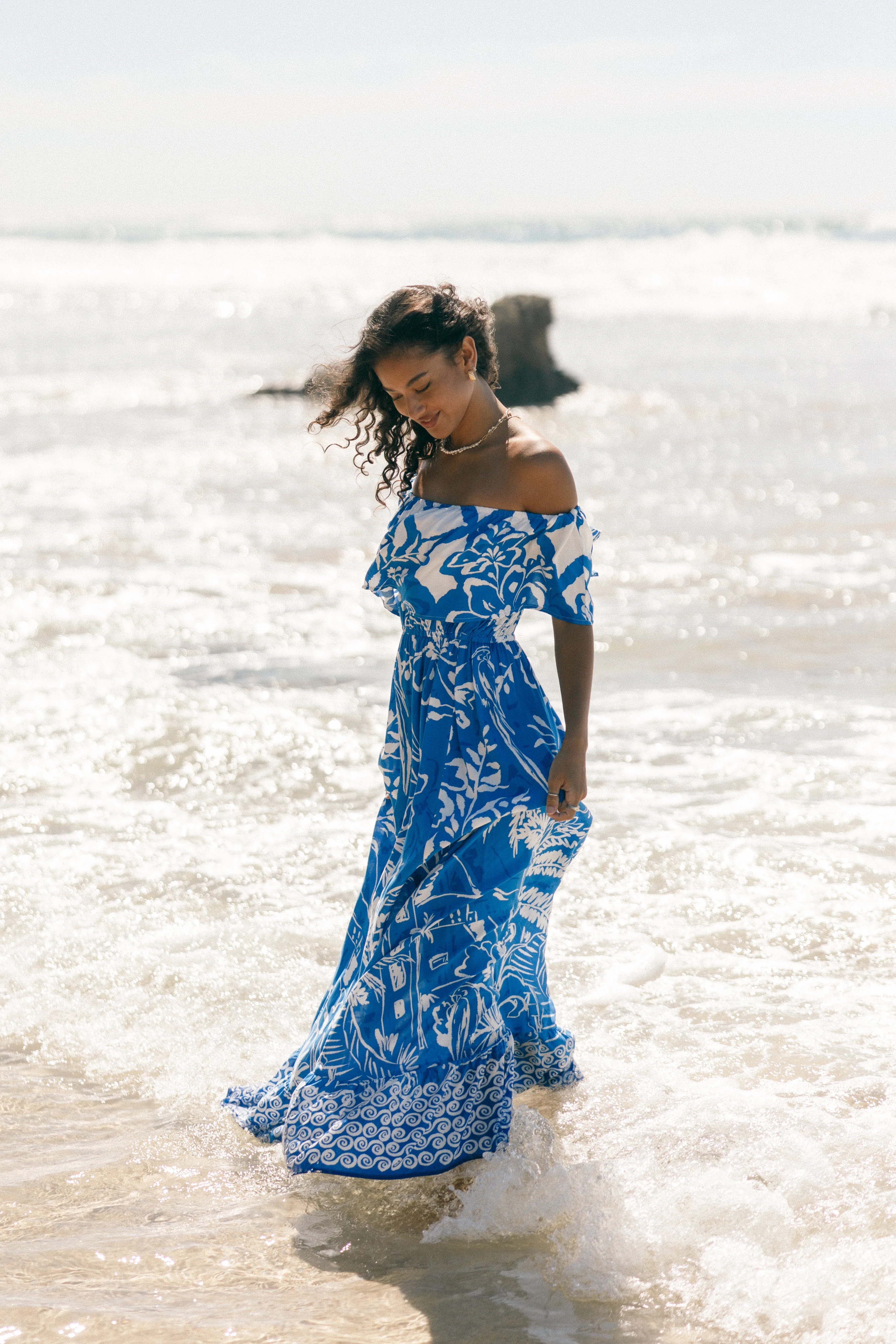 Pyros Off Shoulder Midi Dress - Harper Print sold by Petal & Pup product image thumbnail 2