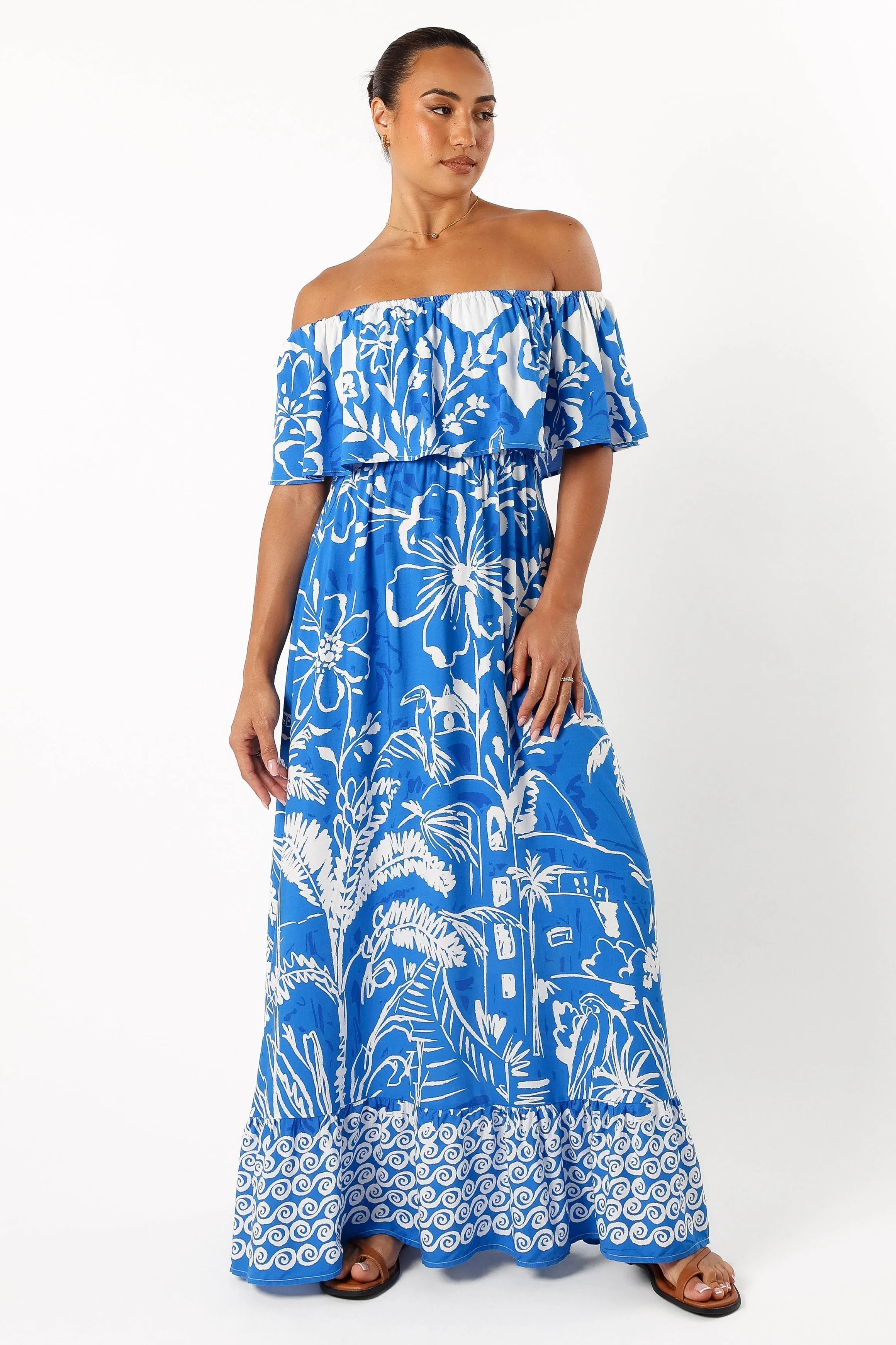 Pyros Off Shoulder Midi Dress - Harper Print sold by Petal & Pup product image thumbnail 5