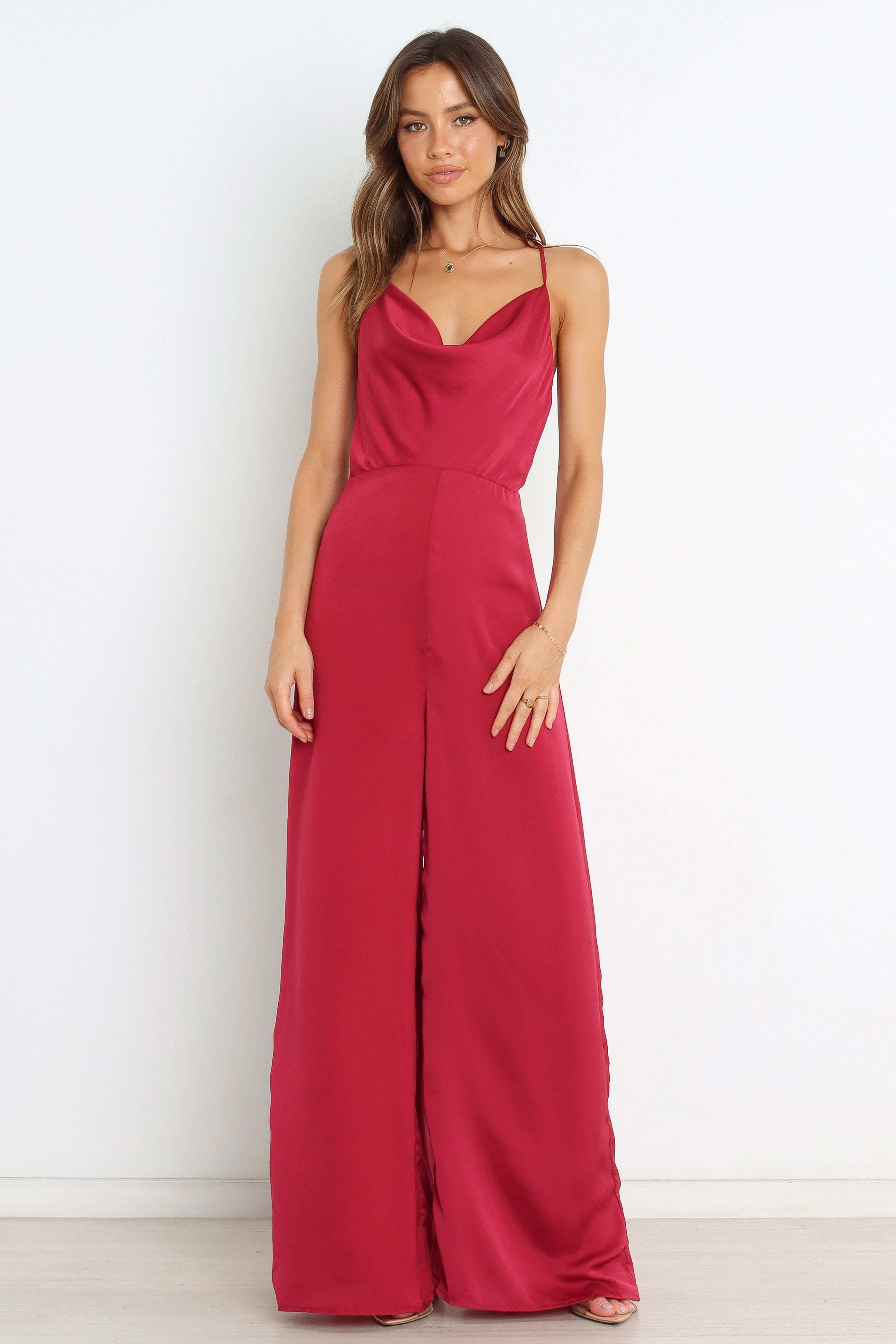 Sapphire Jumpsuit - Wine sold by Petal & Pup
