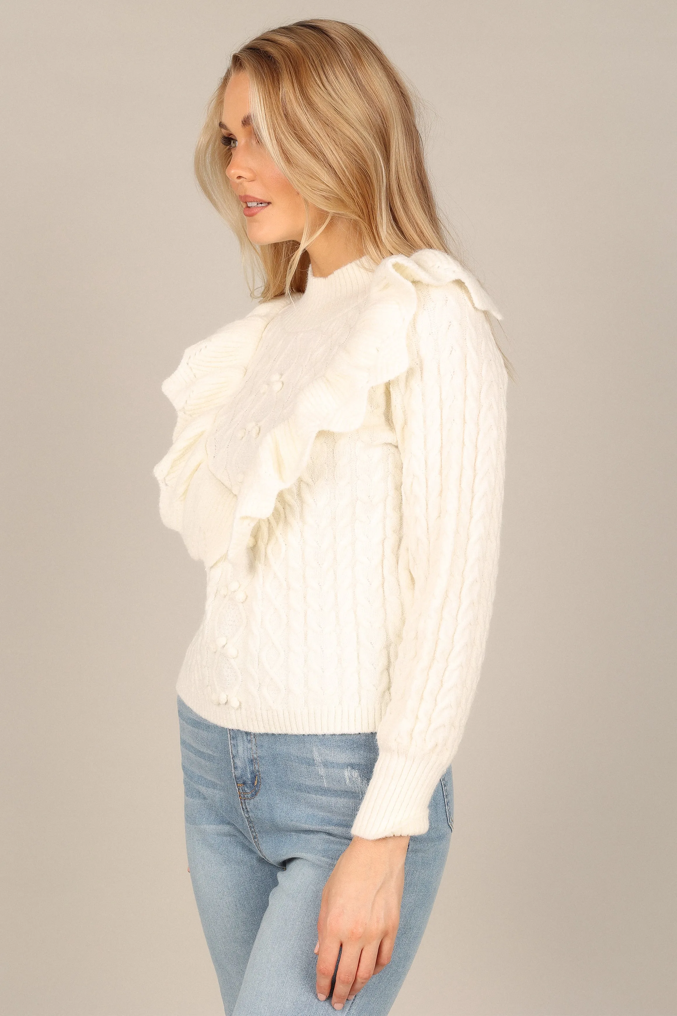Annette Frilled Knit Sweater - Ivory sold by Petal & Pup product image thumbnail 5