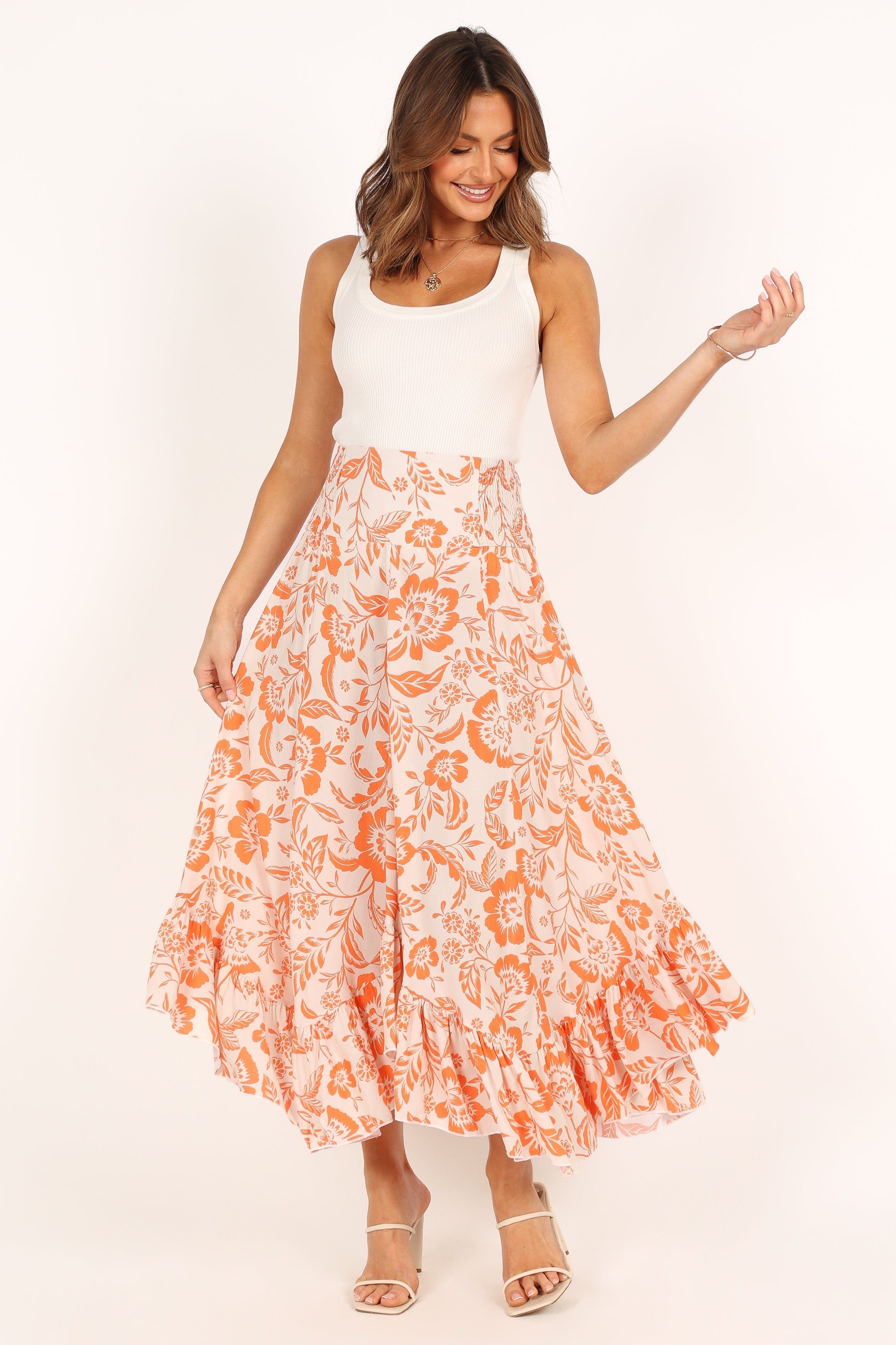 Sharny Midi Skirt - Orange sold by Petal & Pup