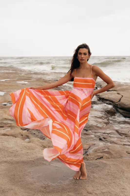 Collie Midi Dress - Orange Stripe sold by Petal & Pup