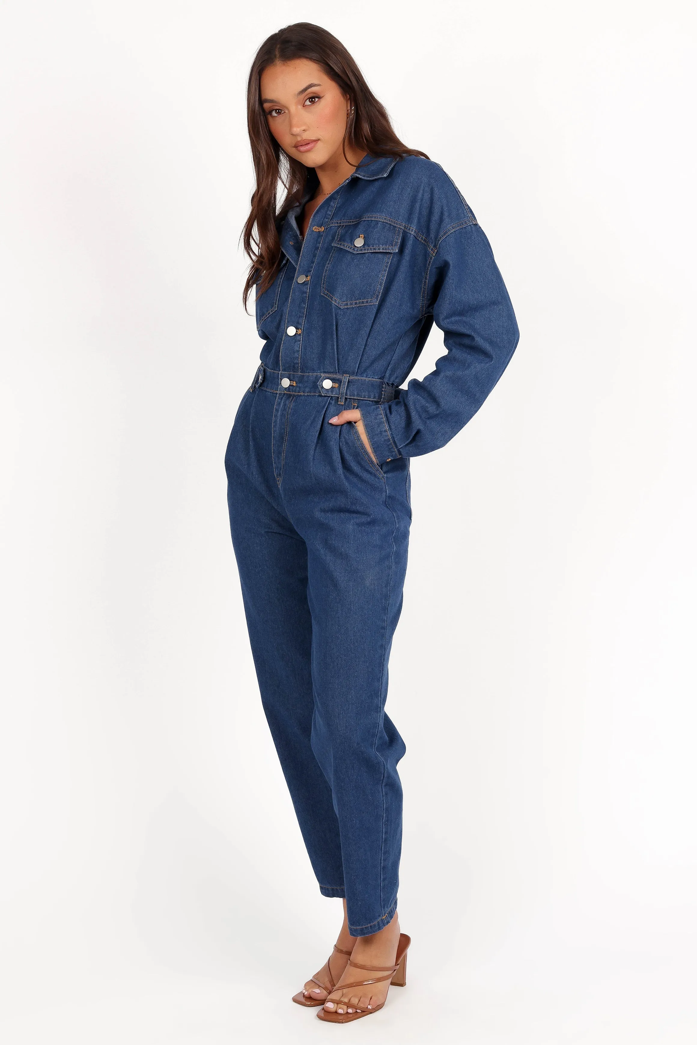 Rosa Denim Jumpsuit - Dark Denim sold by Petal & Pup product image thumbnail 4