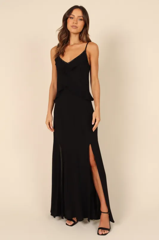Tanya Beaded Maxi Dress - Black sold by Petal & Pup