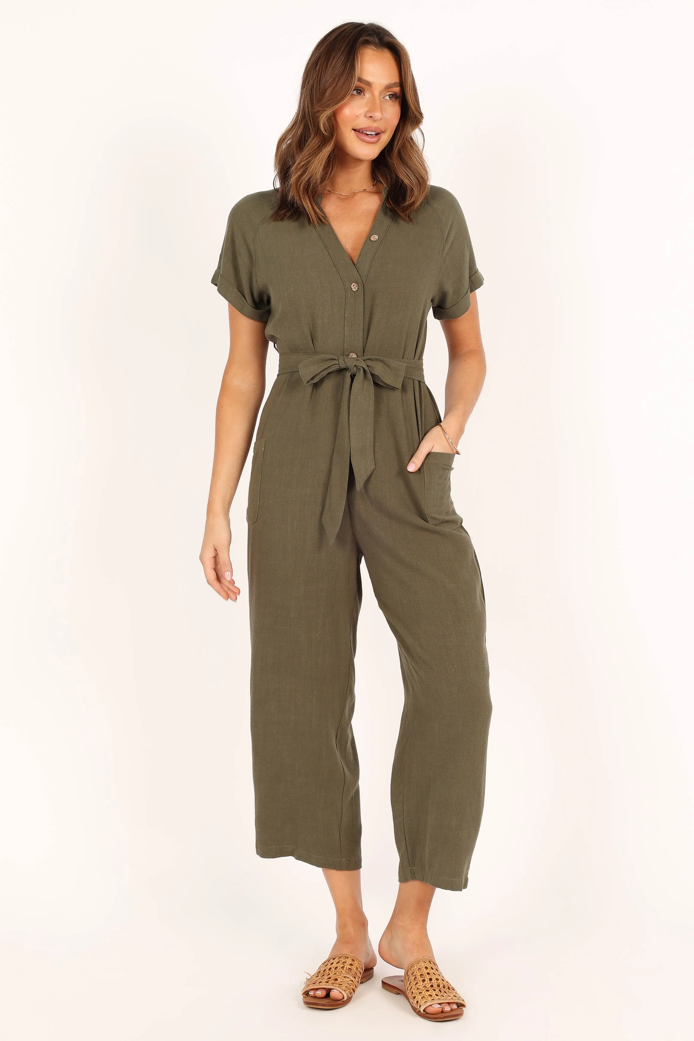 Archie Jumpsuit - Olive sold by Petal & Pup product image thumbnail 2