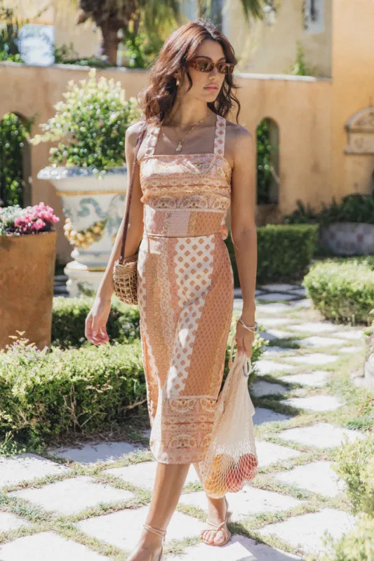 Aleisha Midi Skirt - Golden Papaya sold by Petal & Pup