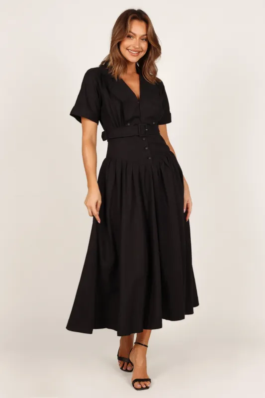 Verse Button Front Midi Dress - Black sold by Petal & Pup