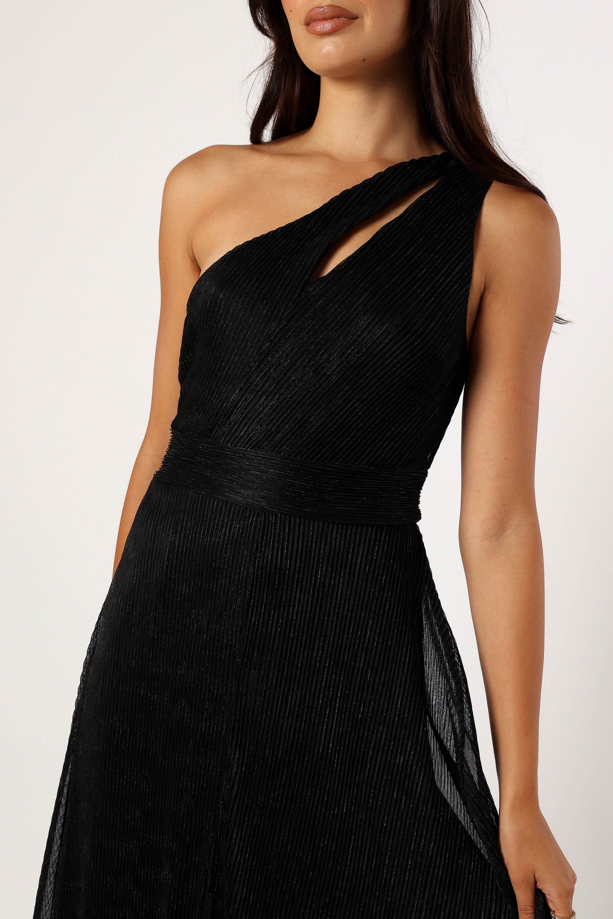 Watson One Shoulder Maxi Dress - Black Sparkle sold by Petal & Pup product image thumbnail 5