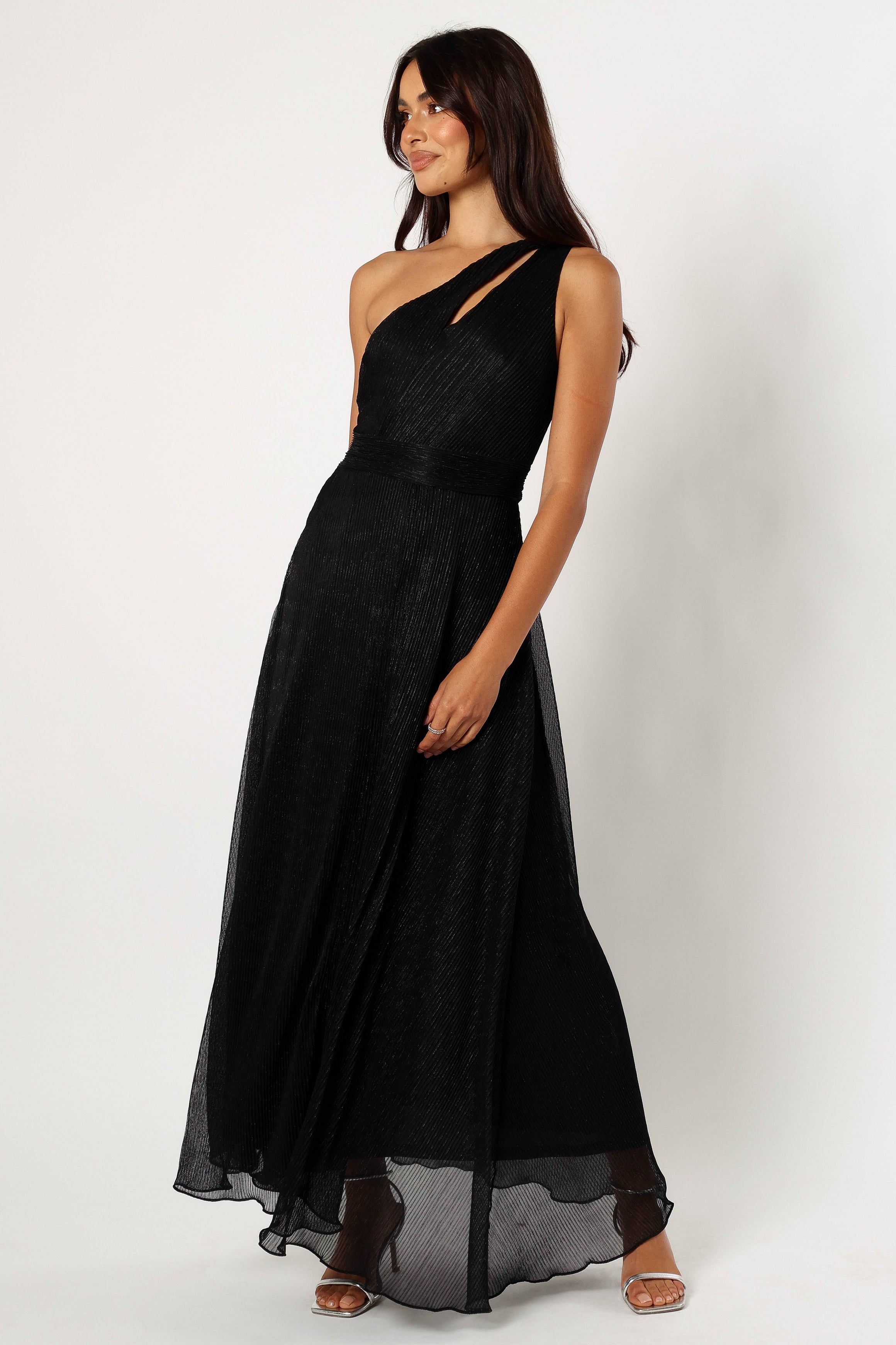 Watson One Shoulder Maxi Dress - Black Sparkle sold by Petal & Pup