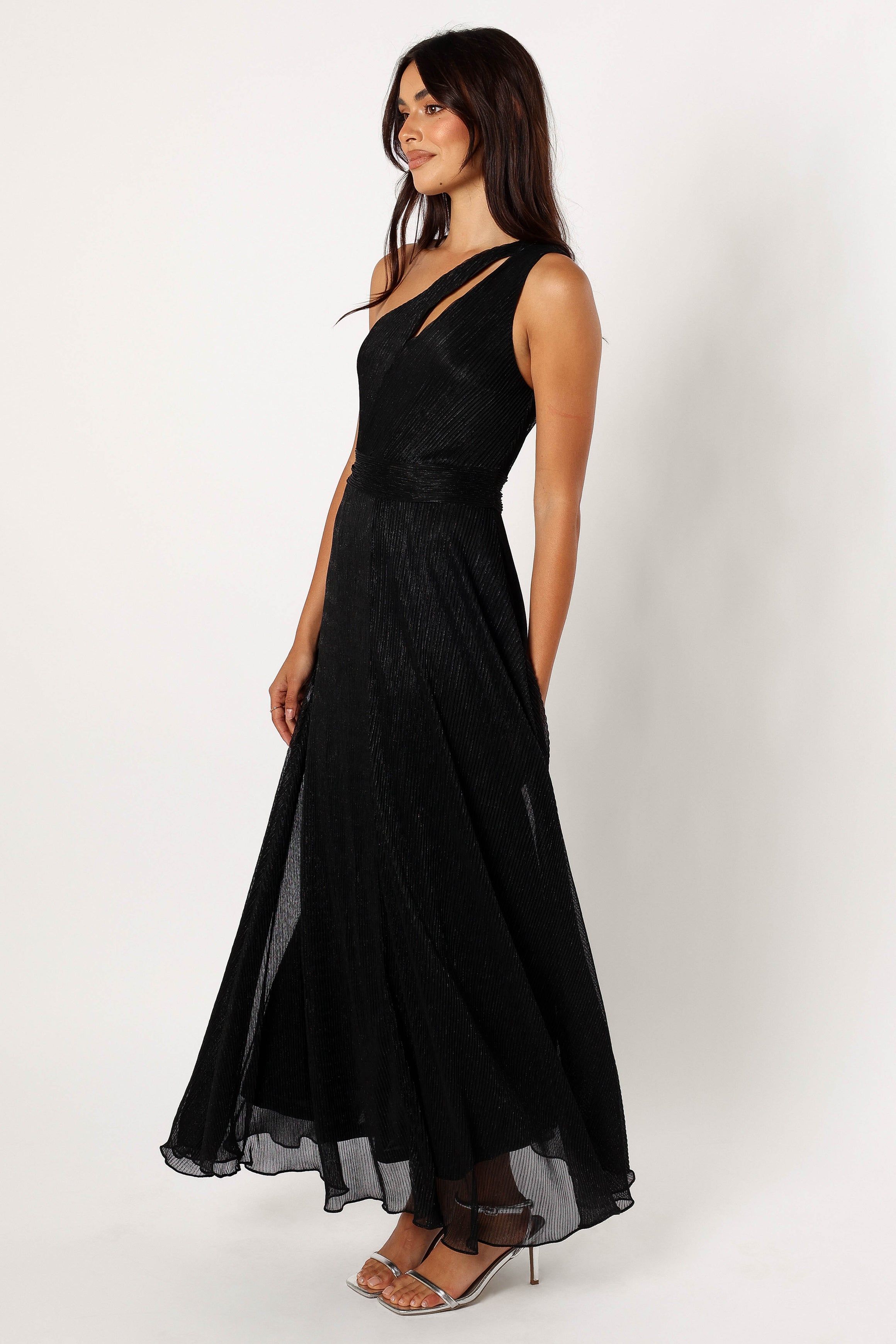 Watson One Shoulder Maxi Dress - Black Sparkle sold by Petal & Pup product image thumbnail 2