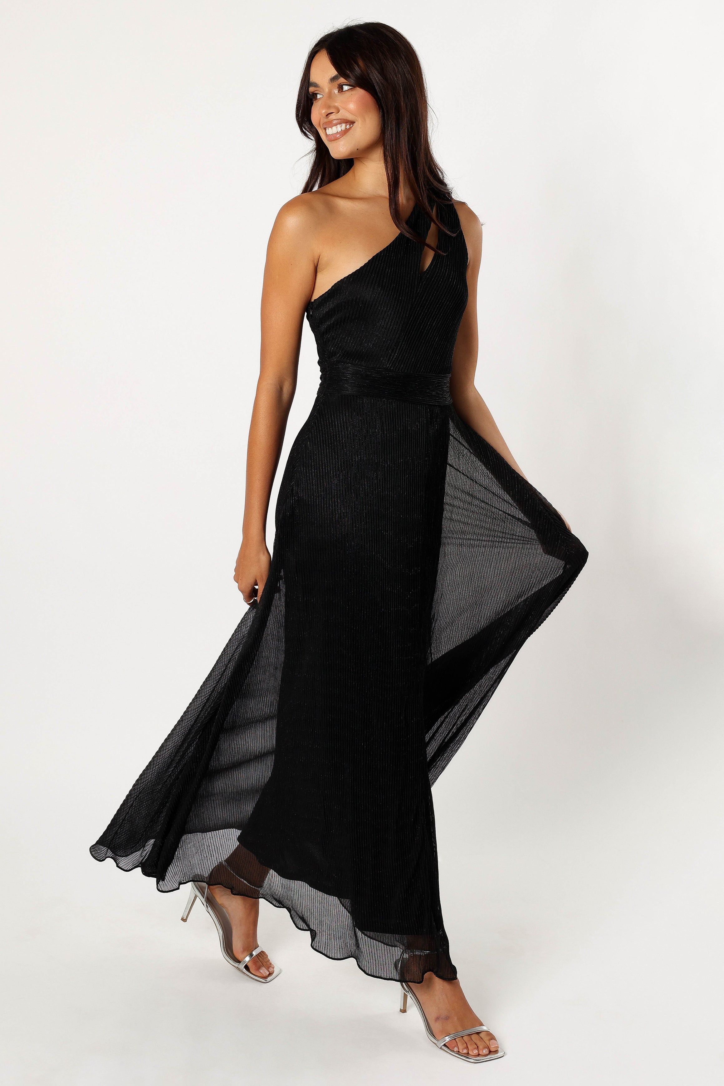 Watson One Shoulder Maxi Dress - Black Sparkle sold by Petal & Pup product image thumbnail 4