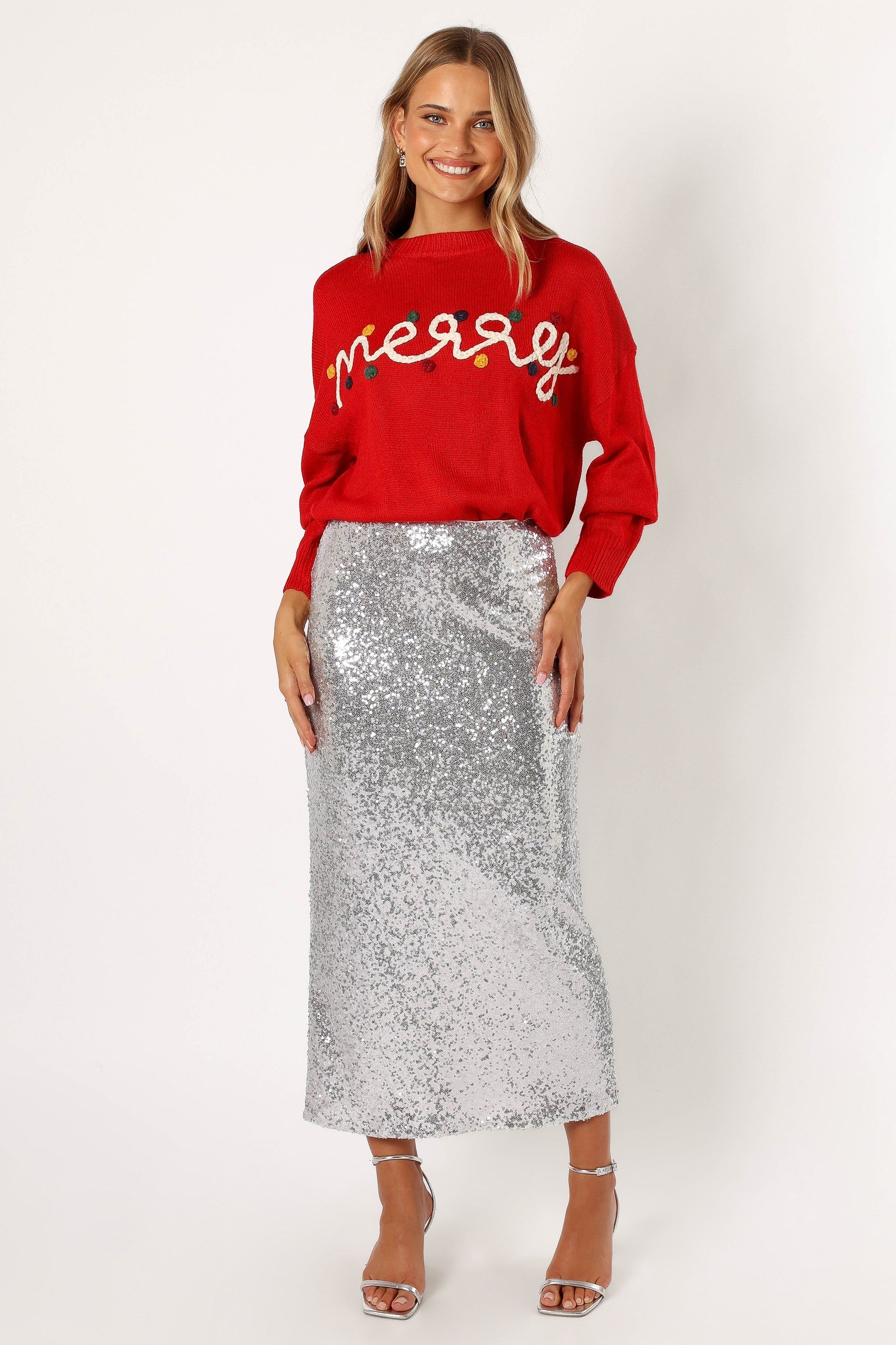 Merry Embellished Knit Sweater - Red sold by Petal & Pup product image thumbnail 5