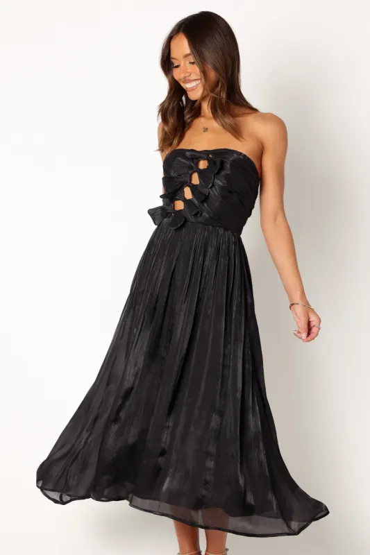 Mila Strapless Midi Dress - Black sold by Petal & Pup