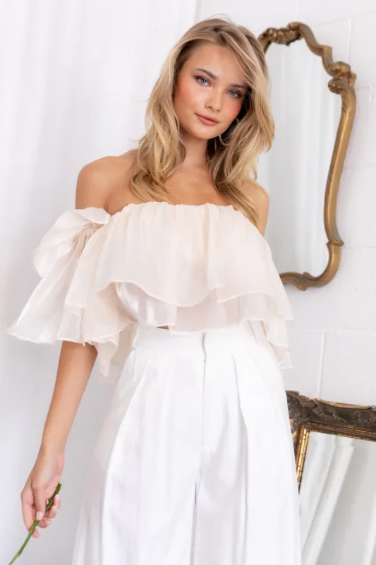 Hazel Off Shoulder Top - Cream sold by Petal & Pup