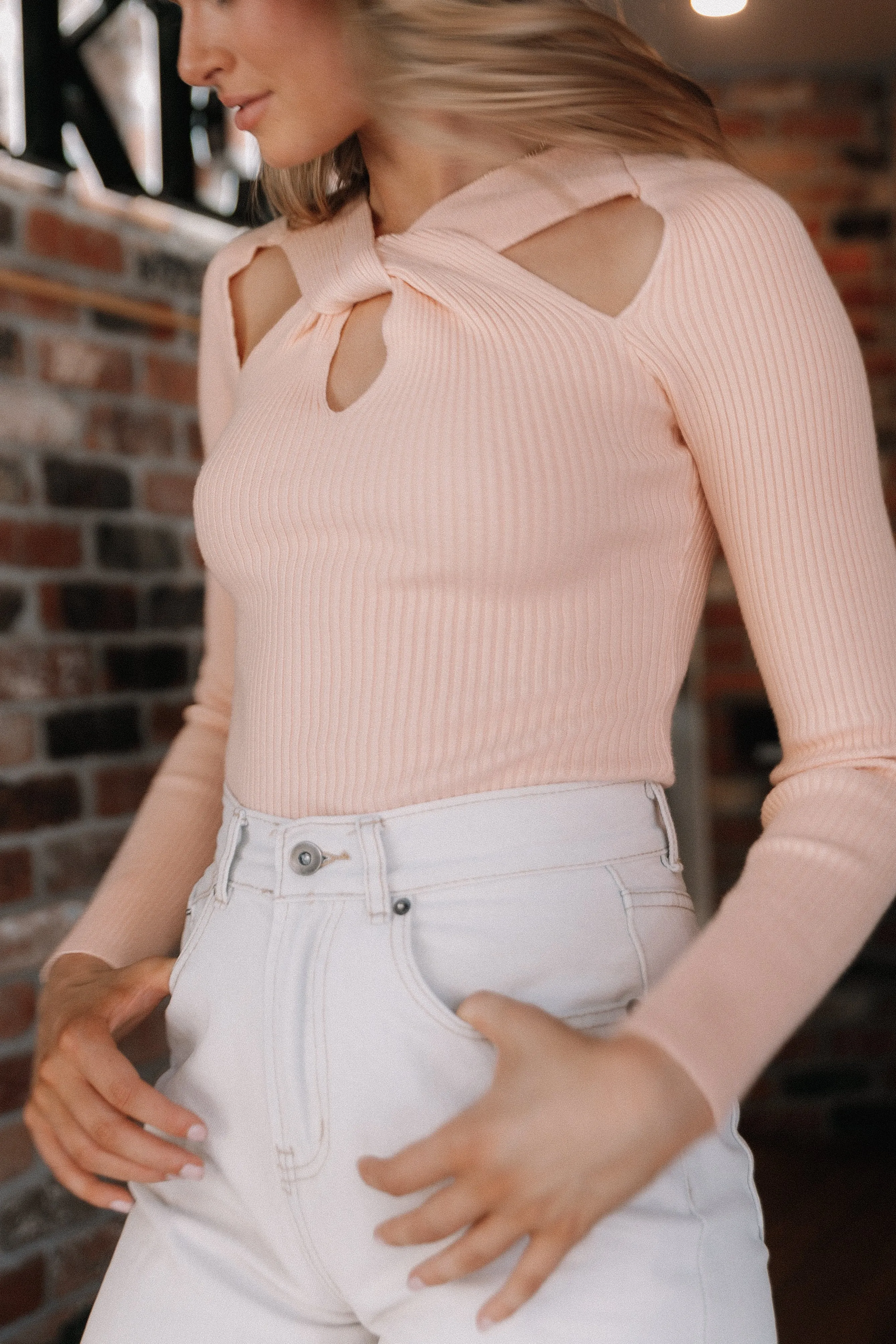 Caroline Knitted Top - Peach sold by Petal & Pup