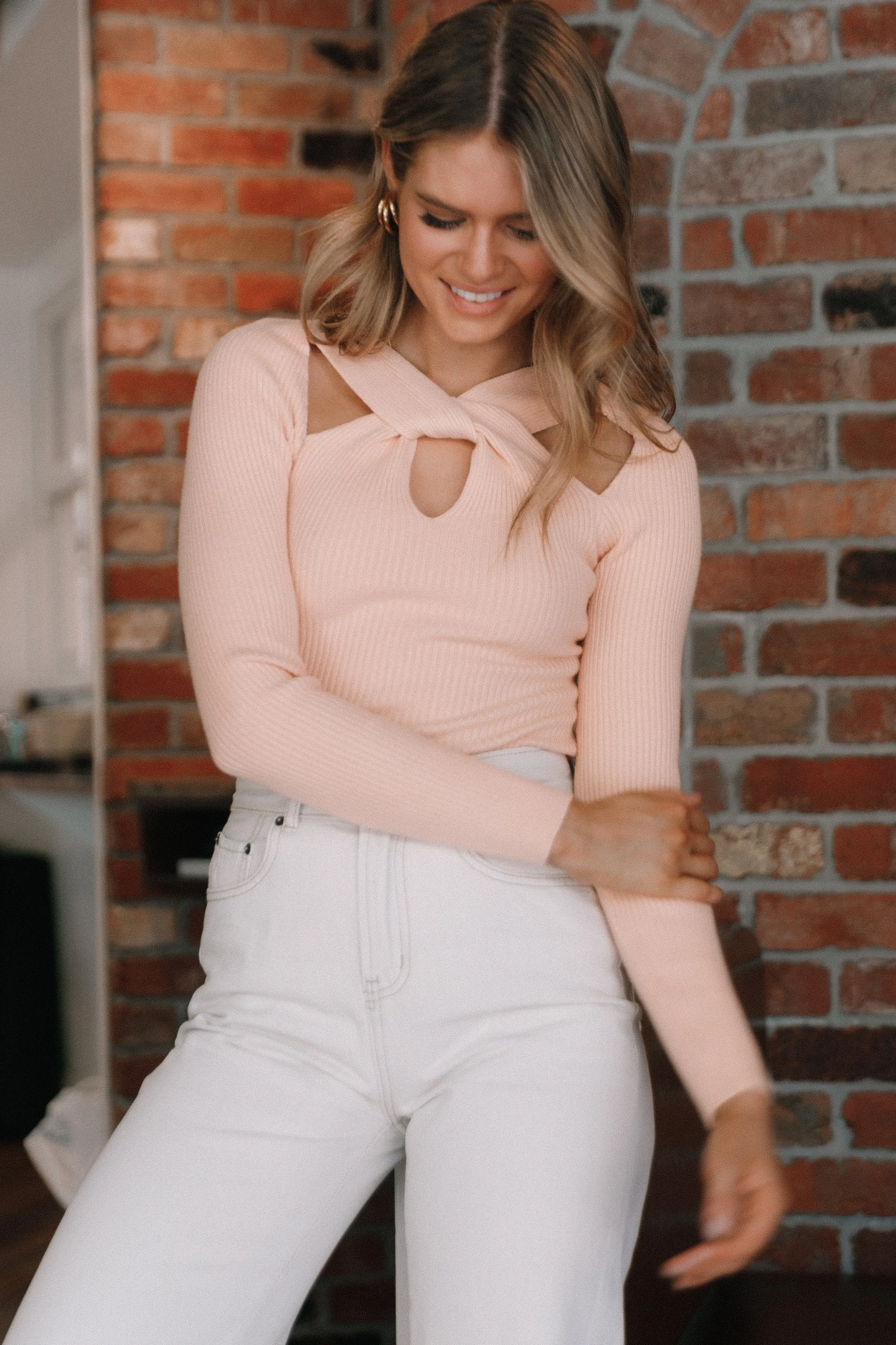 Caroline Knitted Top - Peach sold by Petal & Pup product image thumbnail 3