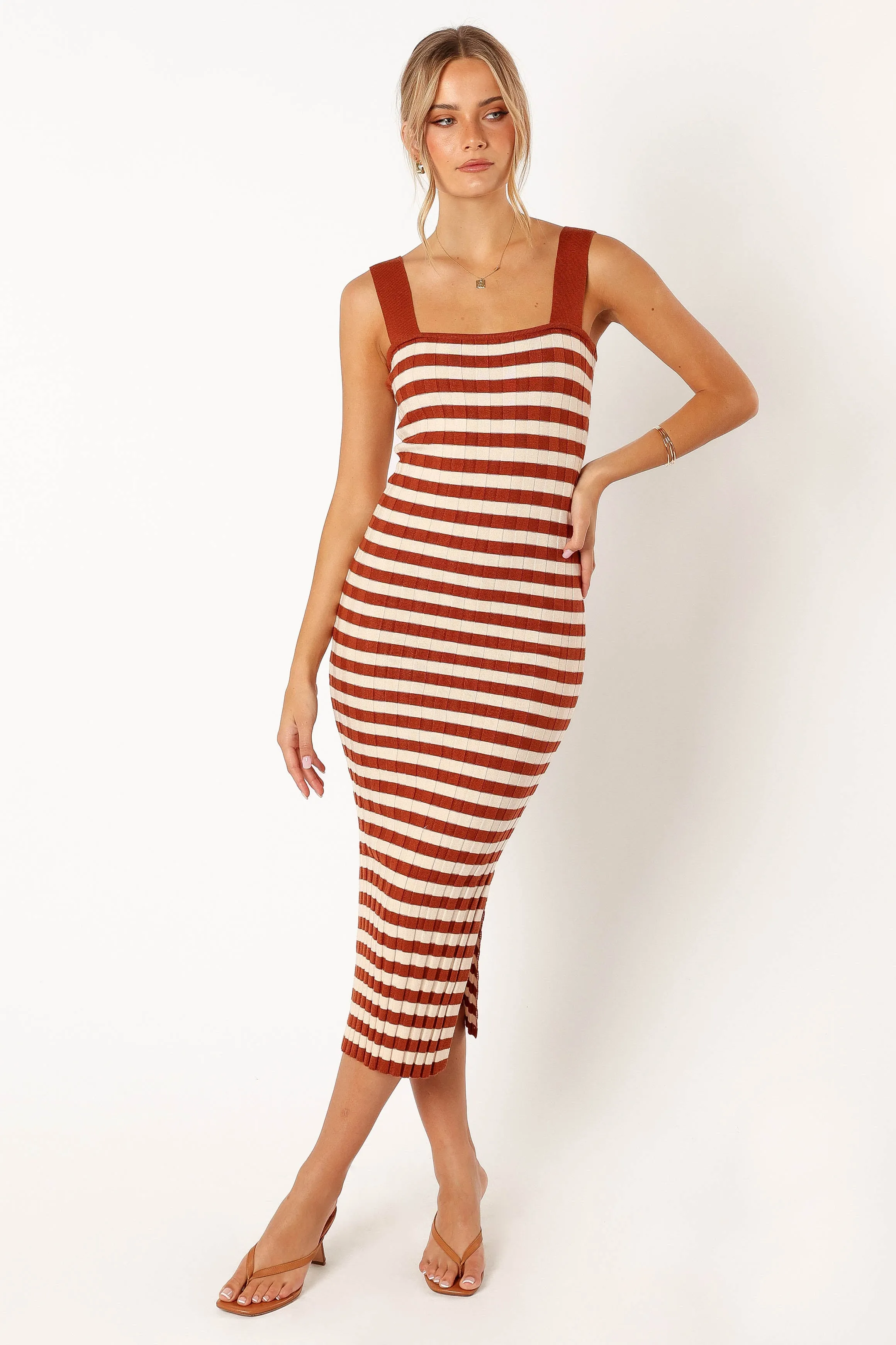 Ledger Midi Dress - Tan Stripe sold by Petal & Pup product image thumbnail 2