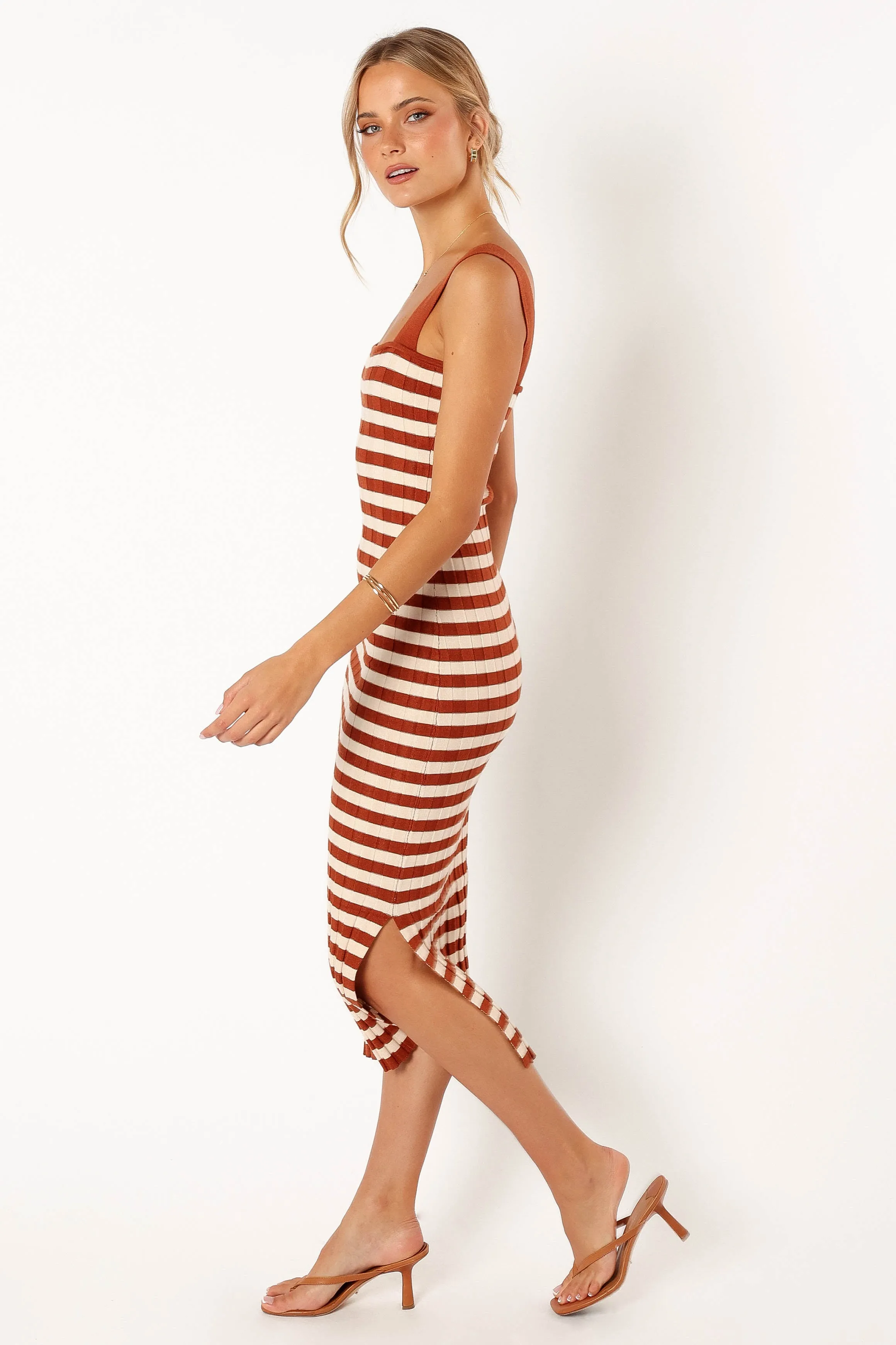 Ledger Midi Dress - Tan Stripe sold by Petal & Pup product image thumbnail 3