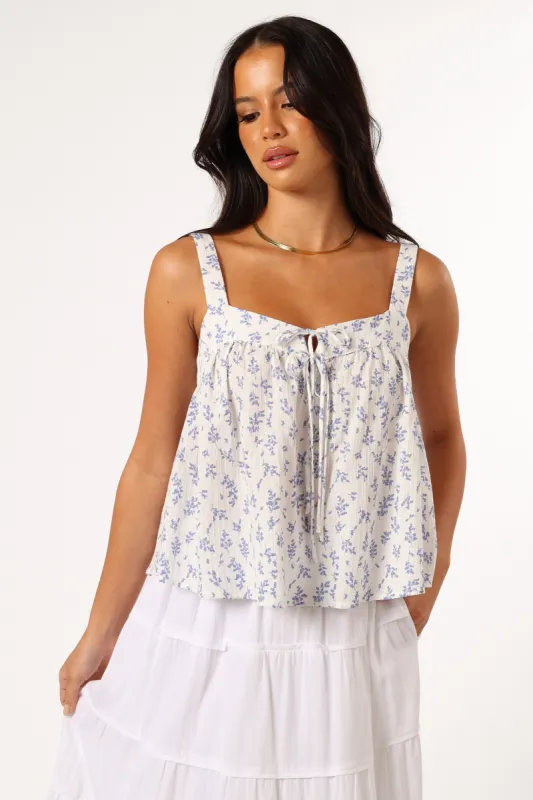 Georgia Top - White Blue sold by Petal & Pup