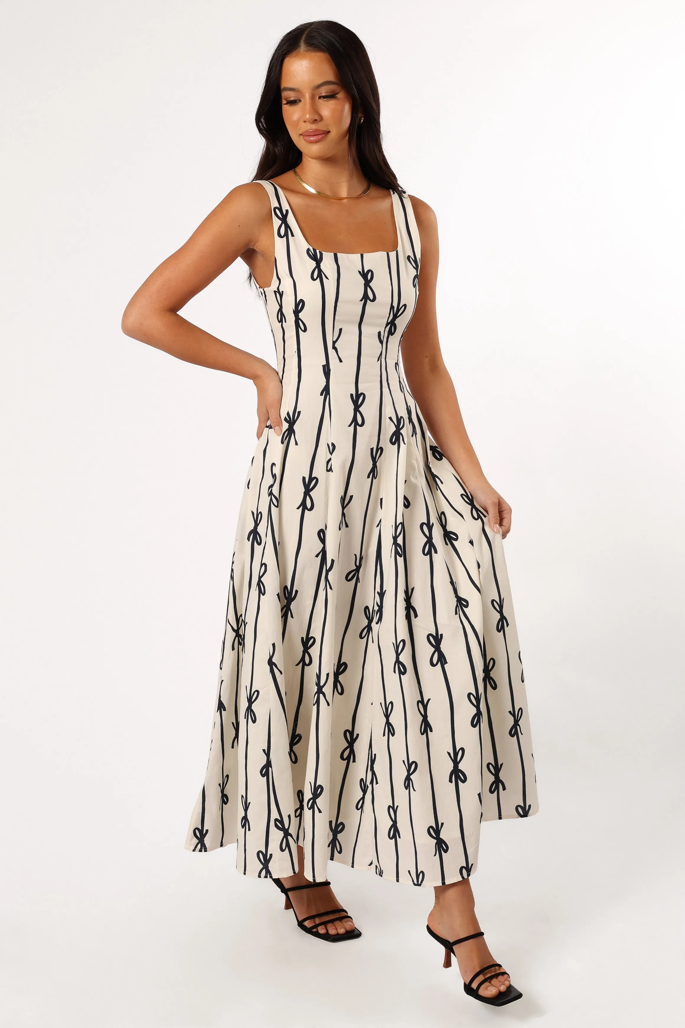 Elise Midi Bow Dress - Cream sold by Petal & Pup product image thumbnail 4