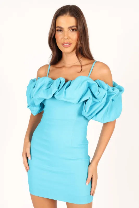 Sia Ruffle Mini Dress - Aqua sold by Petal & Pup