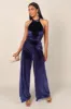 Aria Velvet Jumpsuit - Sapphire sold by Petal & Pup