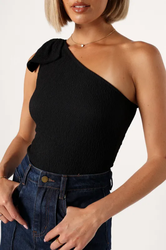 Jordana One Shoulder Bodysuit - Black sold by Petal & Pup