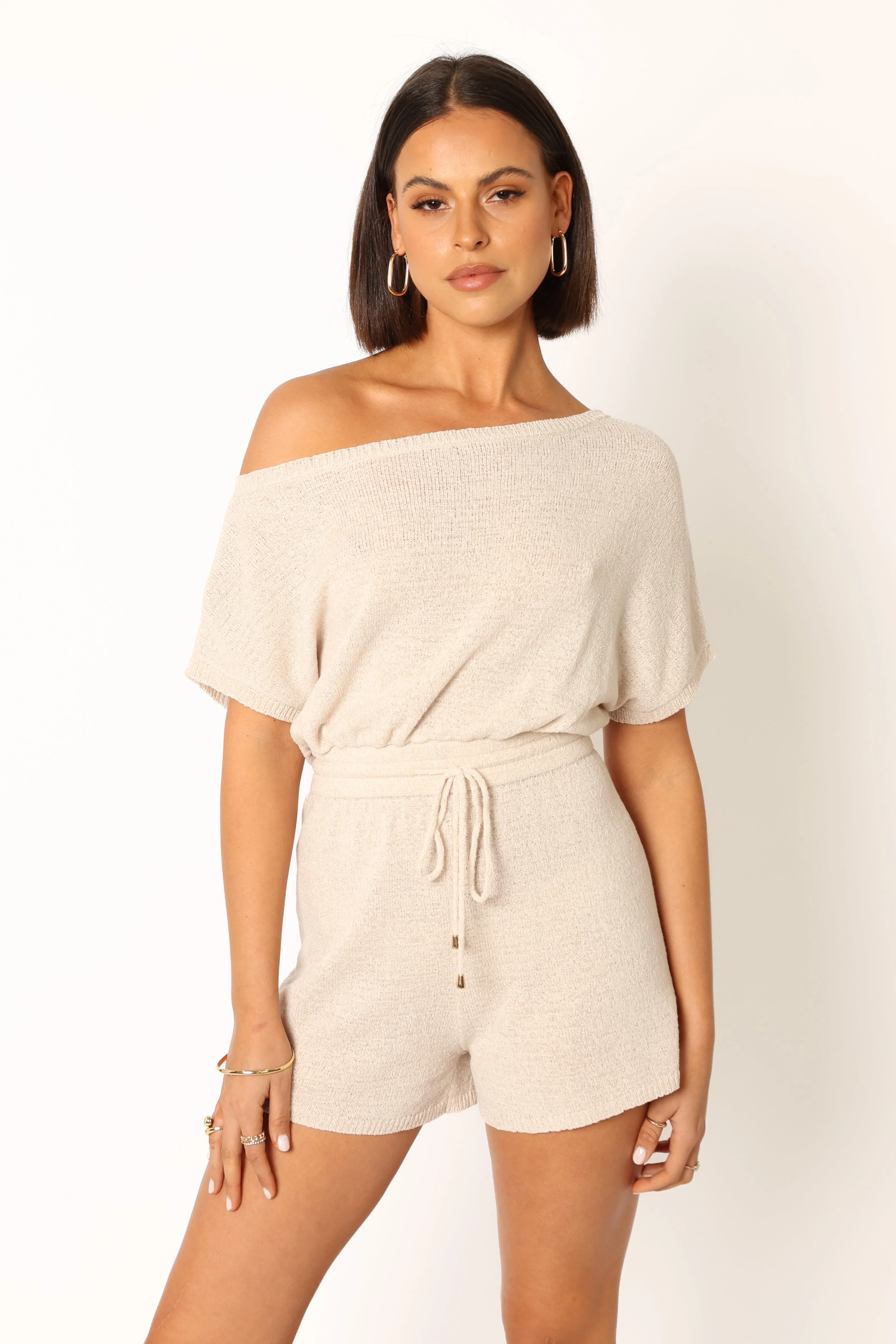 Miami Knit Romper - Oatmeal sold by Petal & Pup product image thumbnail 5