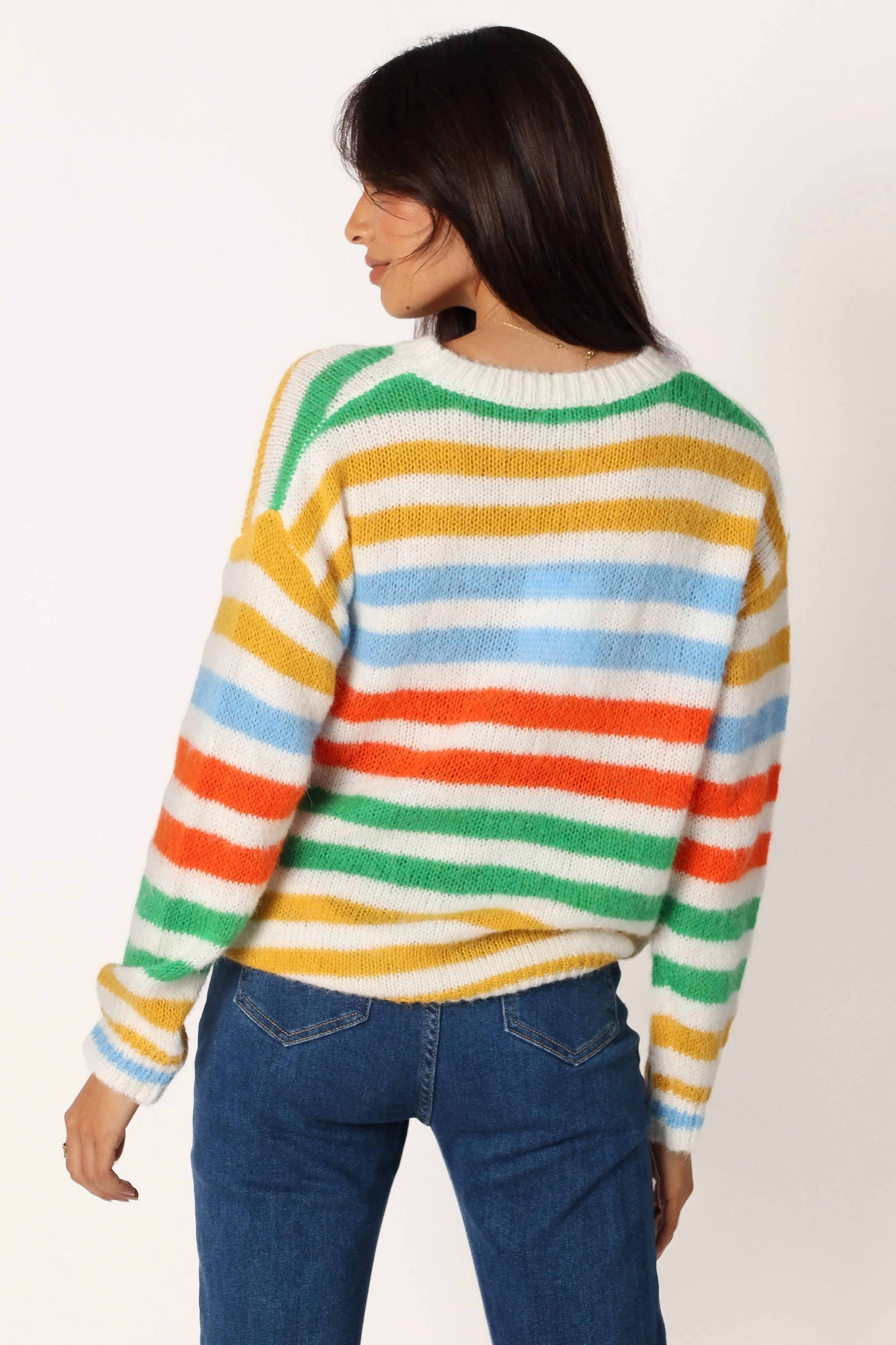 Sasha Multi Stripe Crewneck Knit Sweater - Multi sold by Petal & Pup product image thumbnail 3