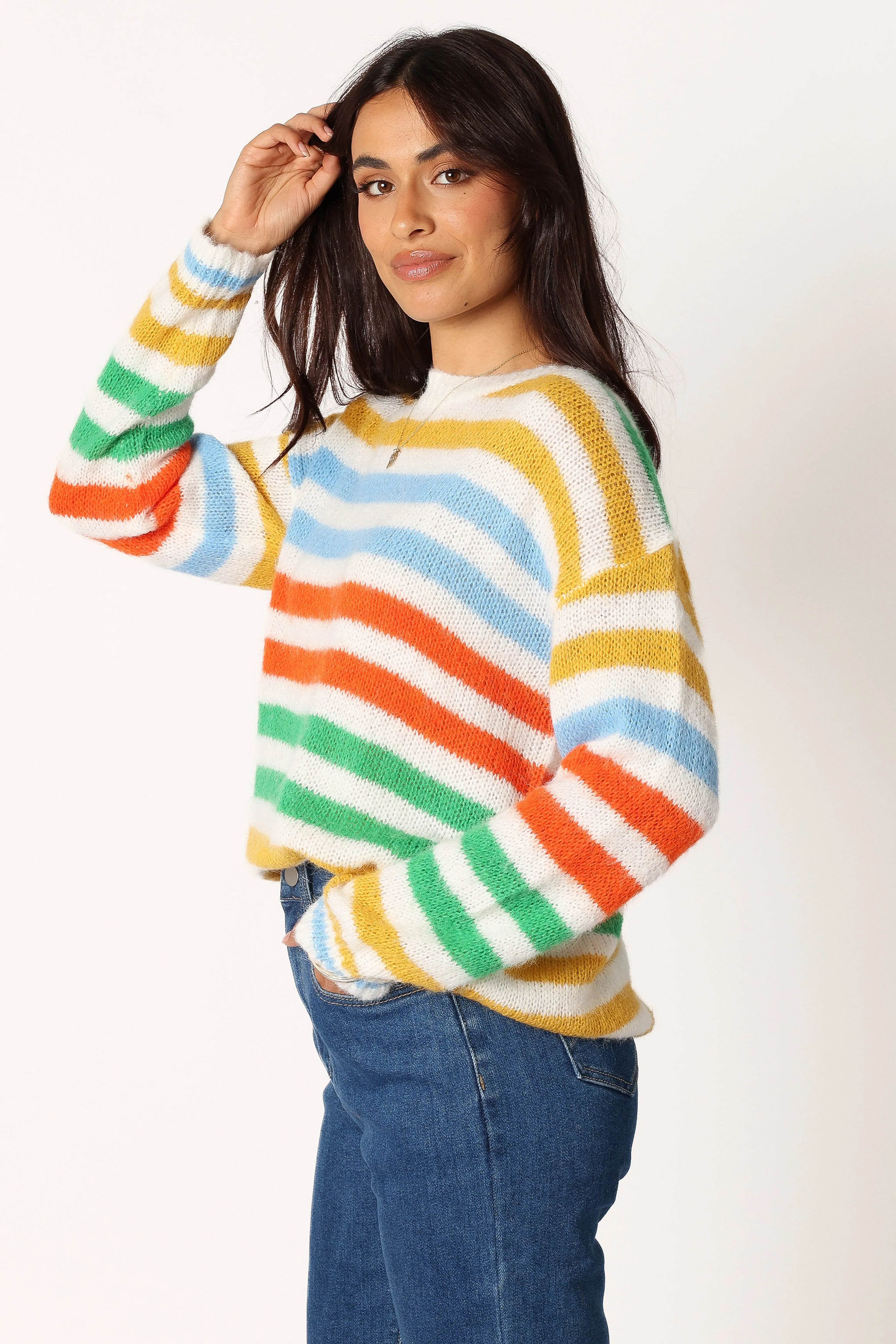 Sasha Multi Stripe Crewneck Knit Sweater - Multi sold by Petal & Pup product image thumbnail 4