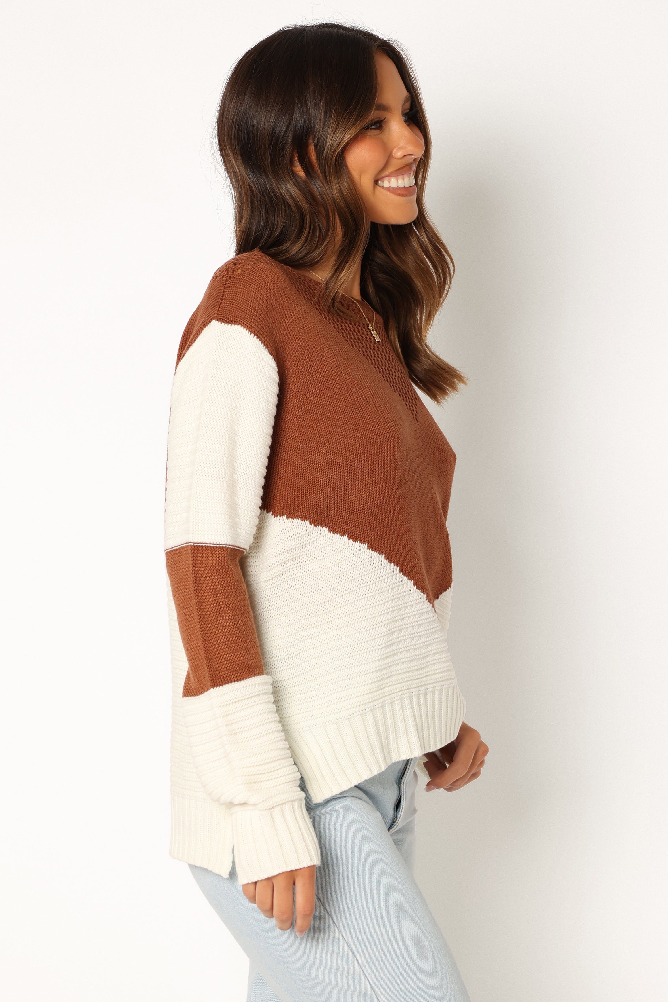 Lauryn Knit Sweater - Ivory/Camel sold by Petal & Pup product image thumbnail 3