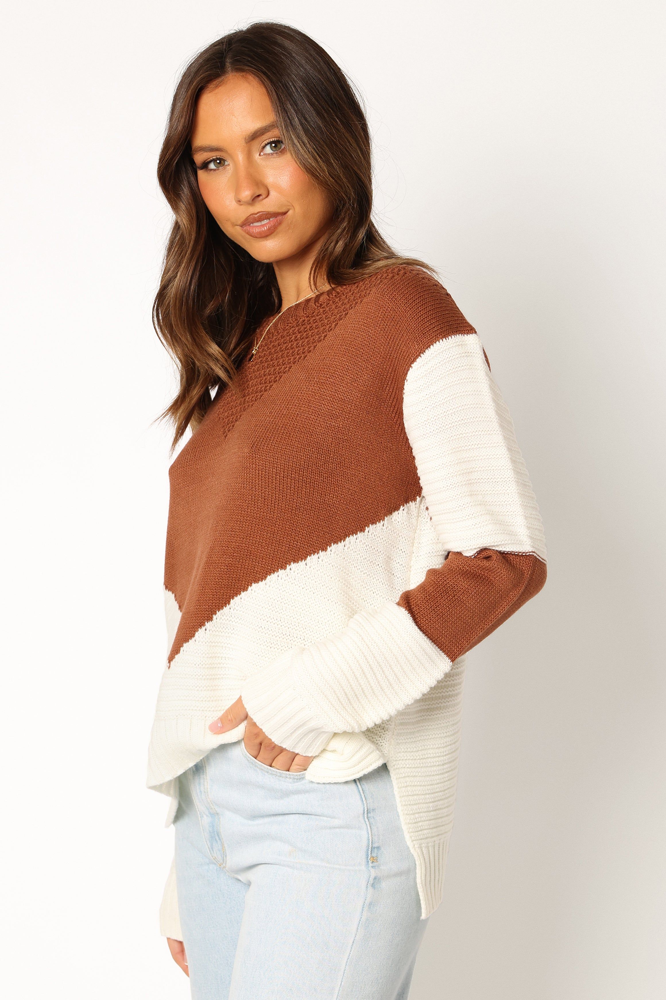 Lauryn Knit Sweater - Ivory/Camel sold by Petal & Pup product image thumbnail 2