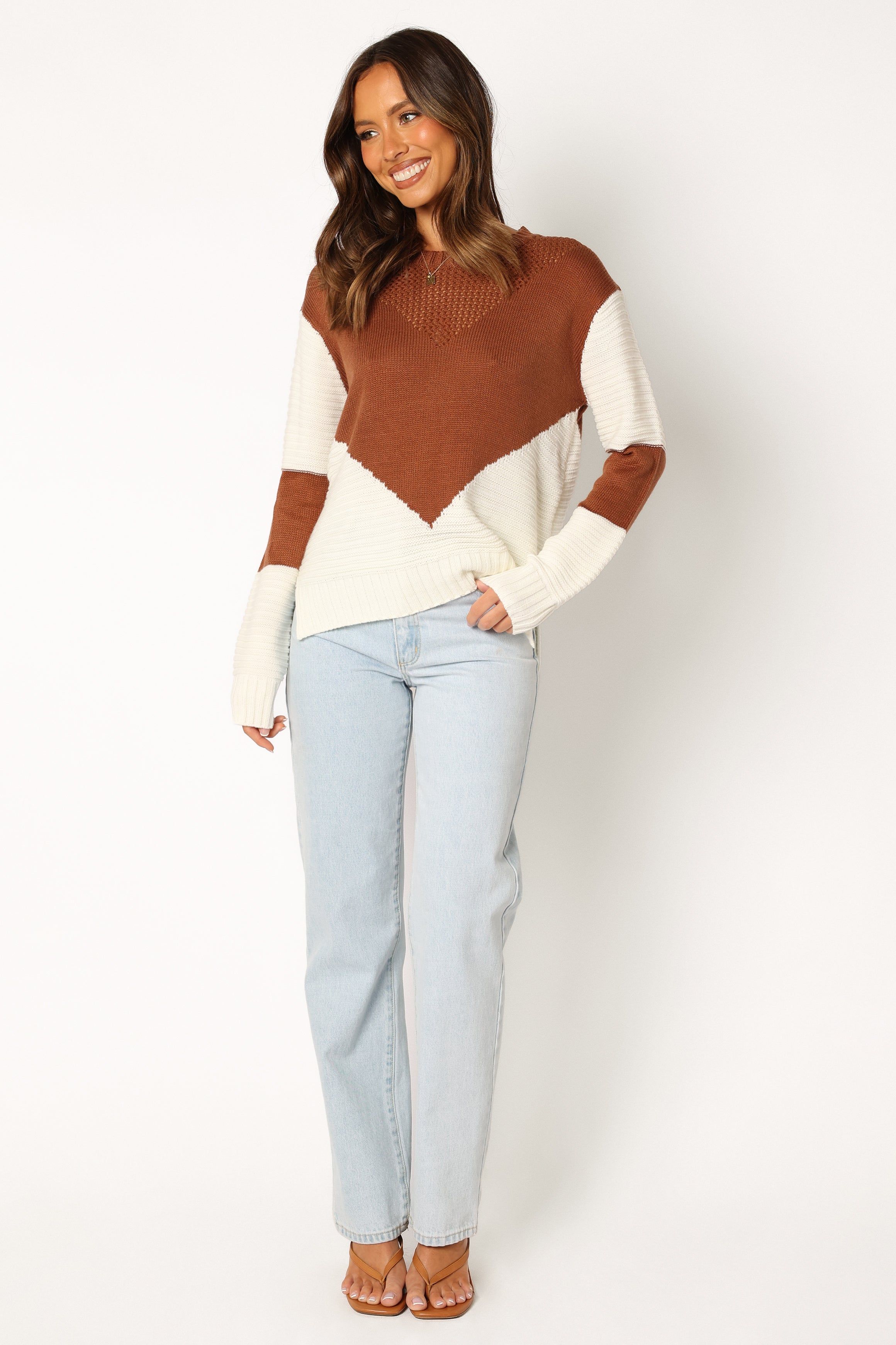 Lauryn Knit Sweater - Ivory/Camel sold by Petal & Pup product image thumbnail 5