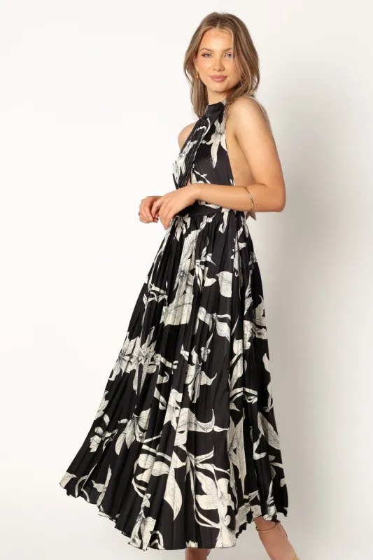 Sabine Halterneck Maxi Dress - Black Floral sold by Petal & Pup