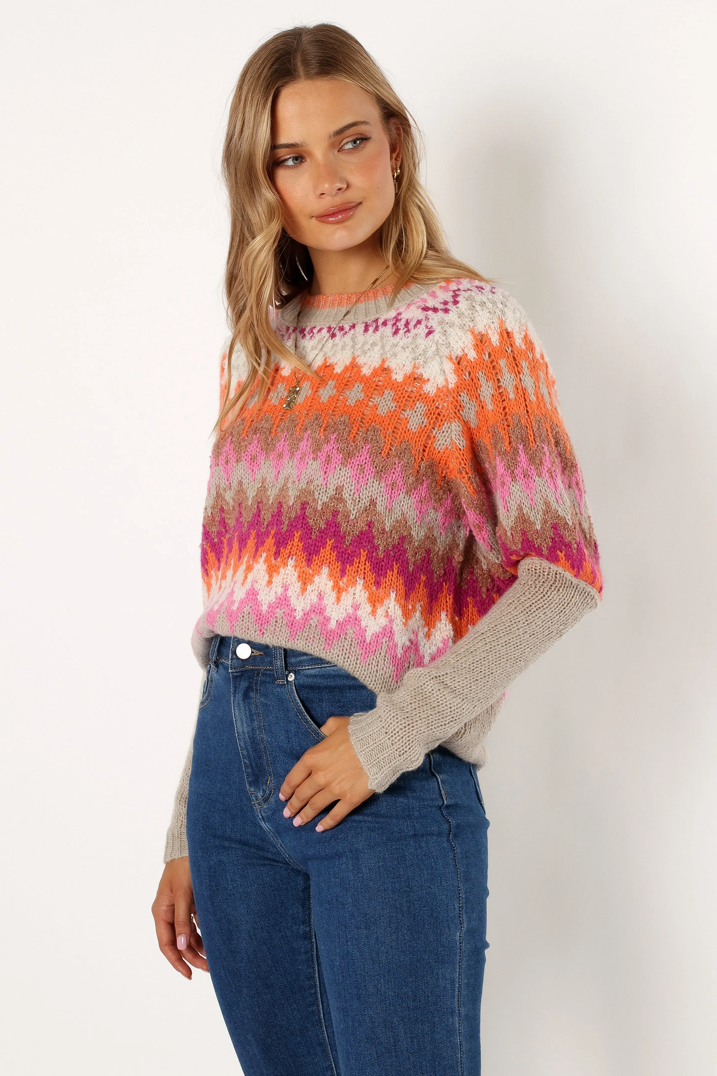 Emerson Fairisle Knit Sweater - Orange/Pink sold by Petal & Pup product image thumbnail 3