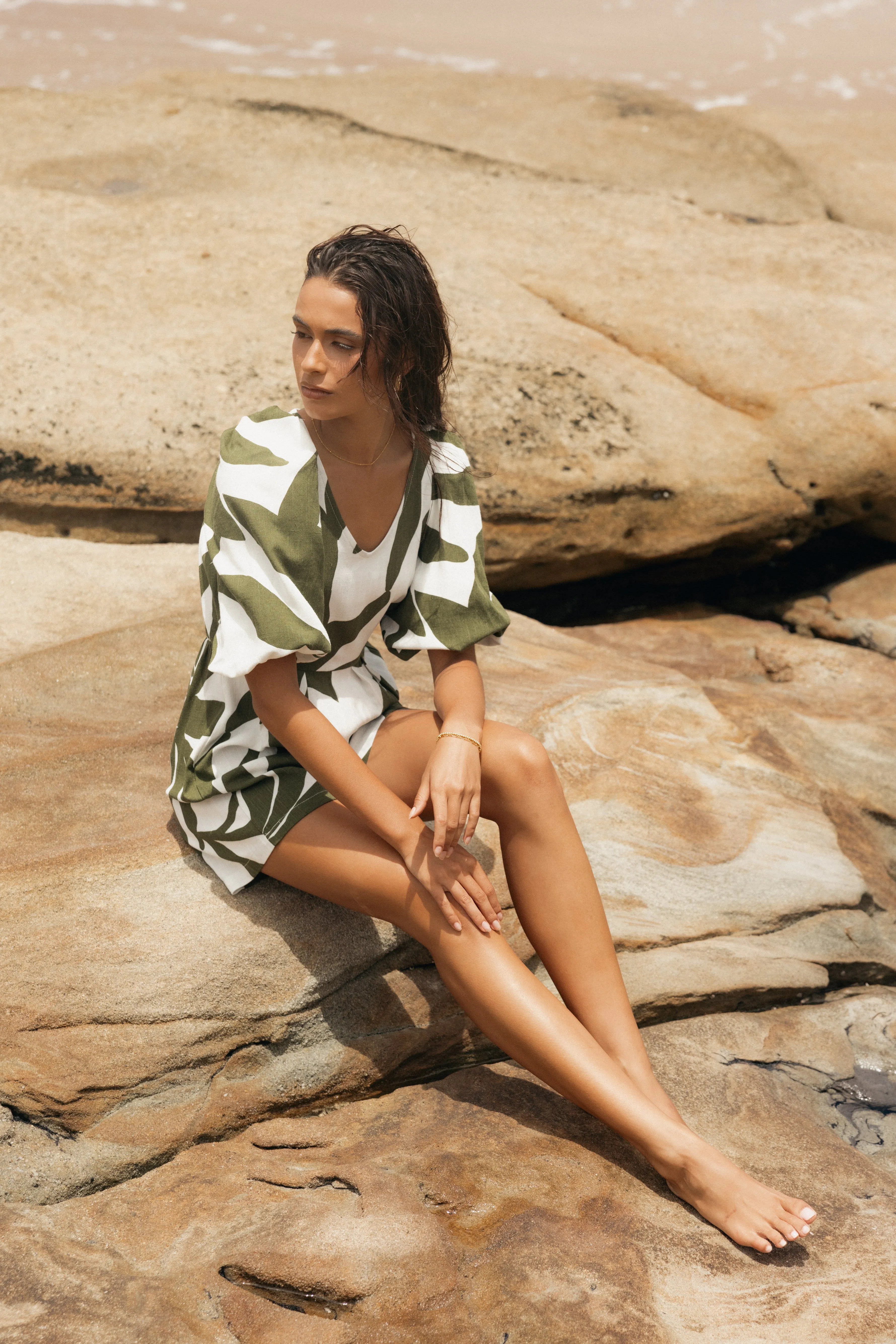 Matilda Romper - Olive Palm sold by Petal & Pup product image thumbnail 2