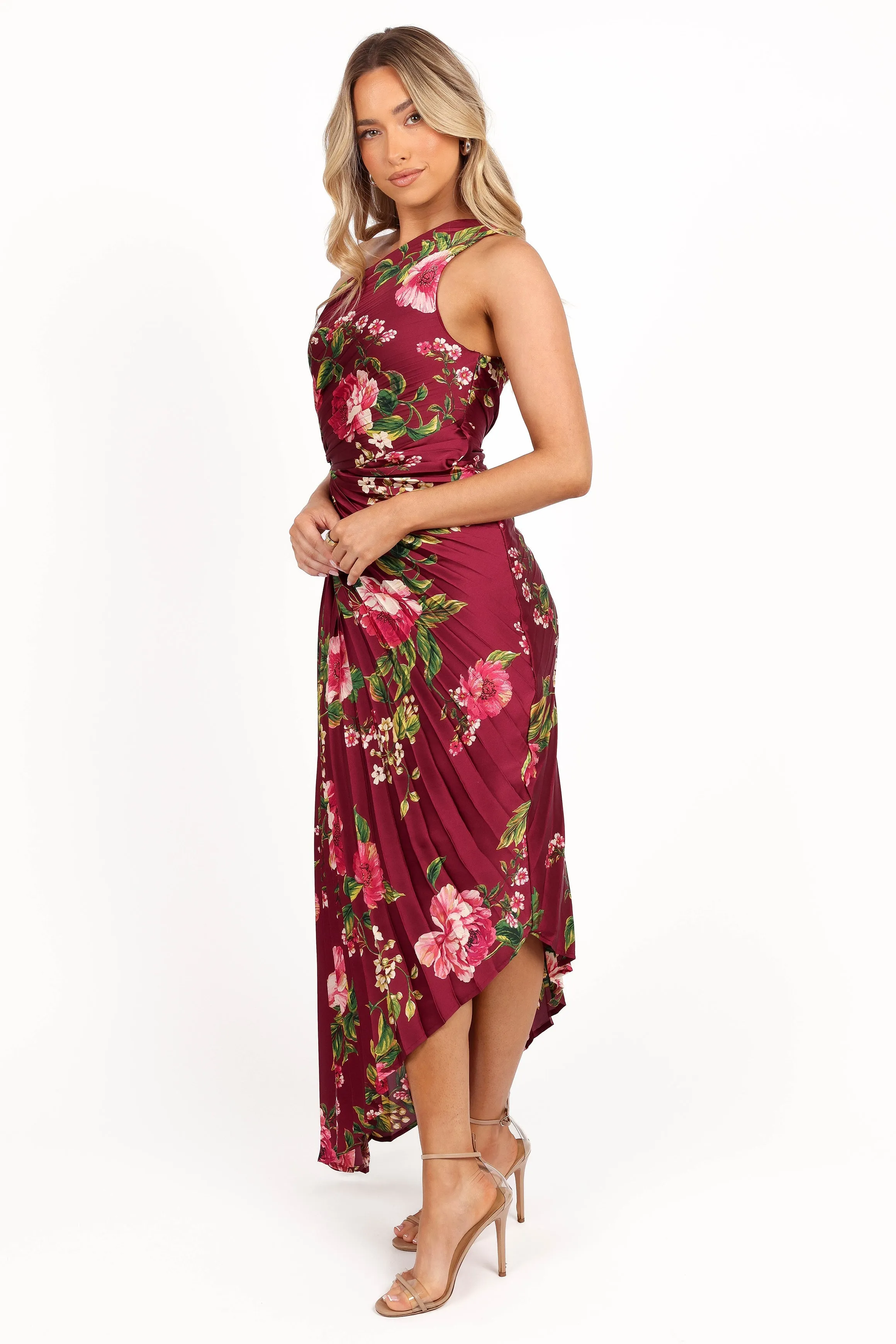 Kleo One Shoulder Maxi Dress - Burgundy Floral sold by Petal & Pup product image thumbnail 5