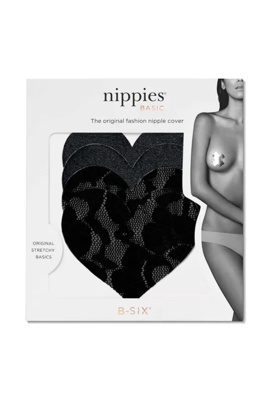 Nippies Basics Adhesive Nipple Covers Heart - Black sold by Petal & Pup