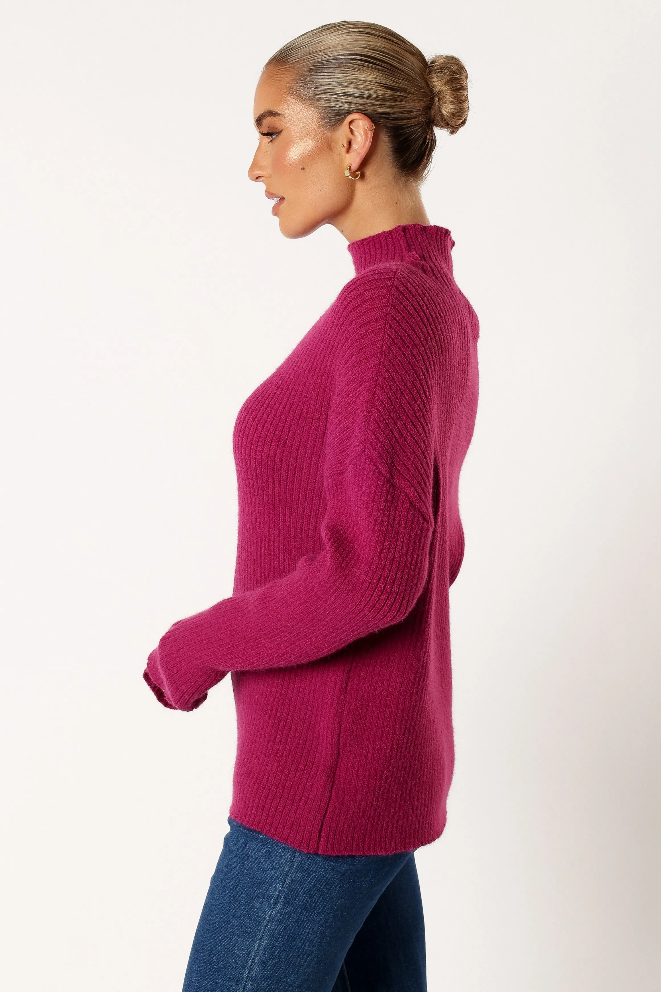 Kora Mock Neck Knit Sweater - Plum sold by Petal & Pup product image thumbnail 5