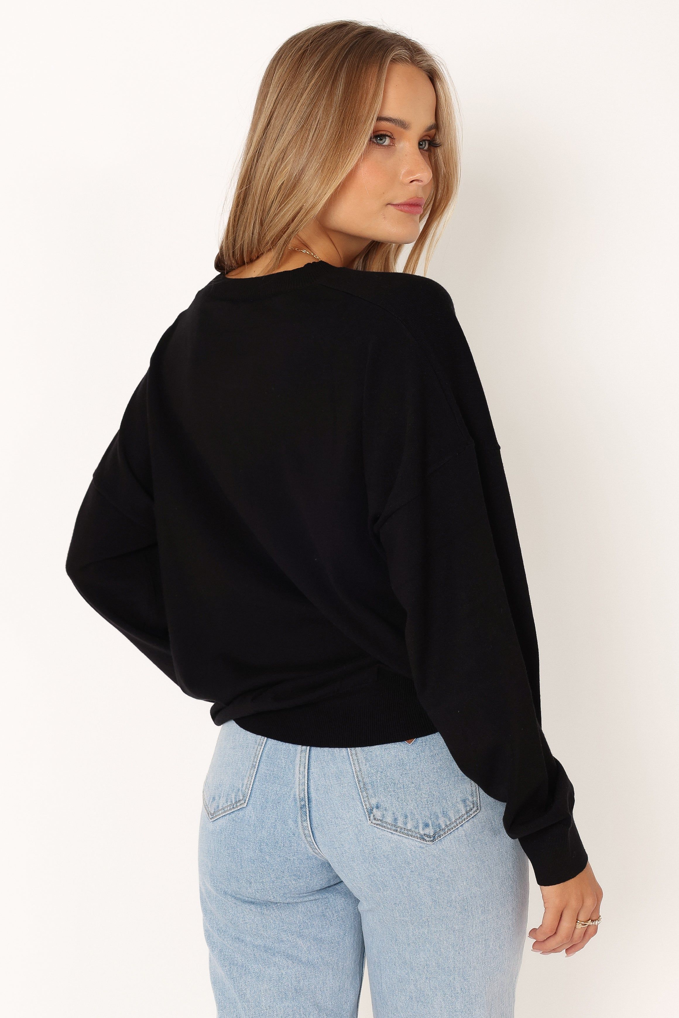 Sunday Crewneck Knit Sweater - Black sold by Petal & Pup product image thumbnail 4
