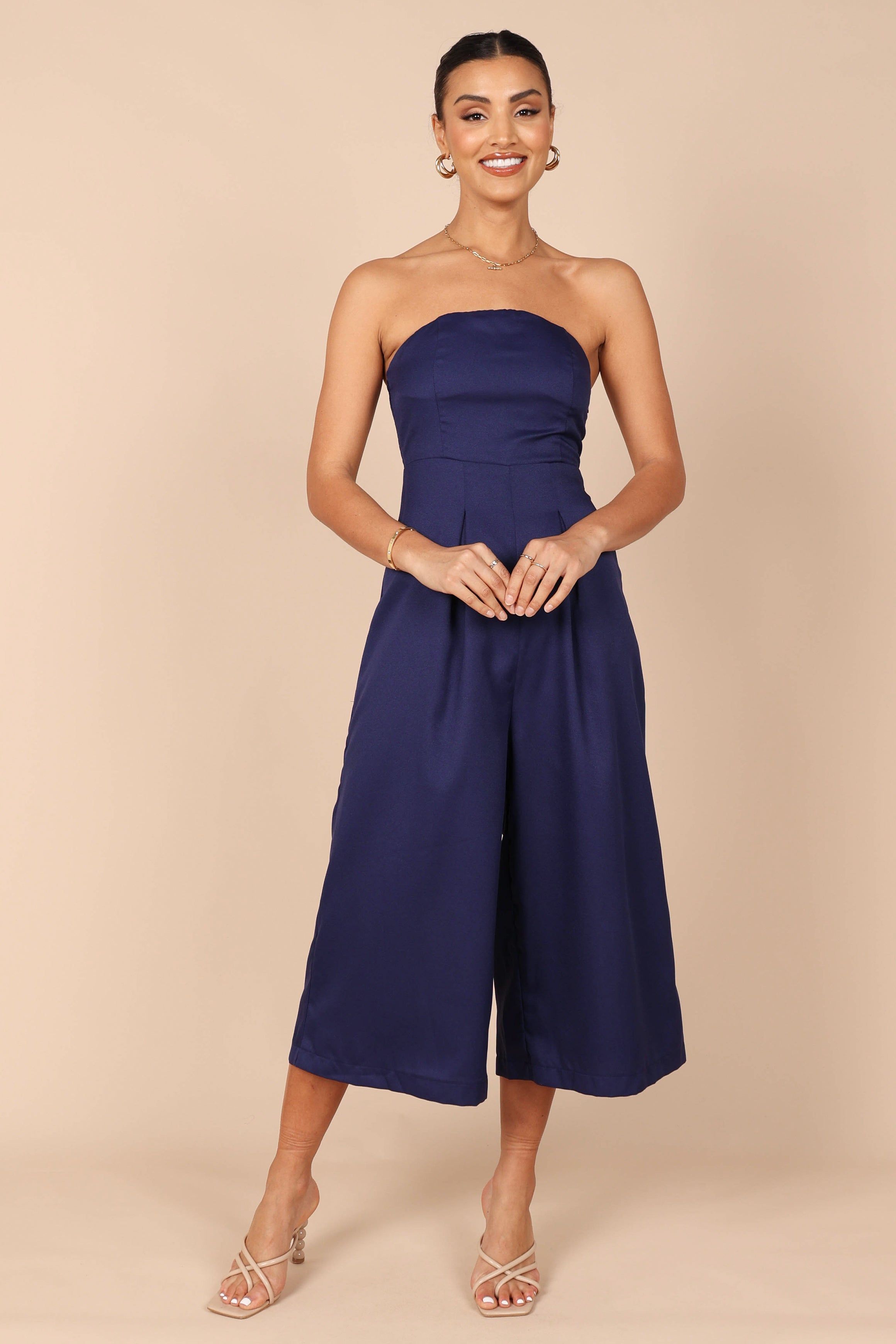 Jonie Strapless Jumpsuit - Navy sold by Petal & Pup