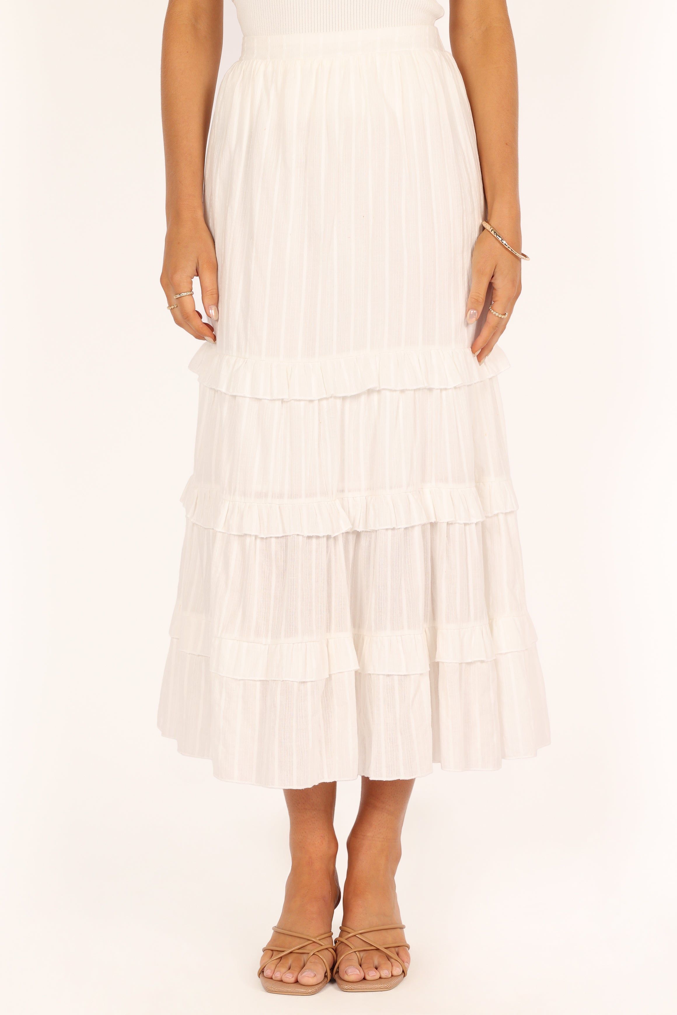 Sheridan Ruffle Maxi Skirt - White sold by Petal & Pup product image thumbnail 3