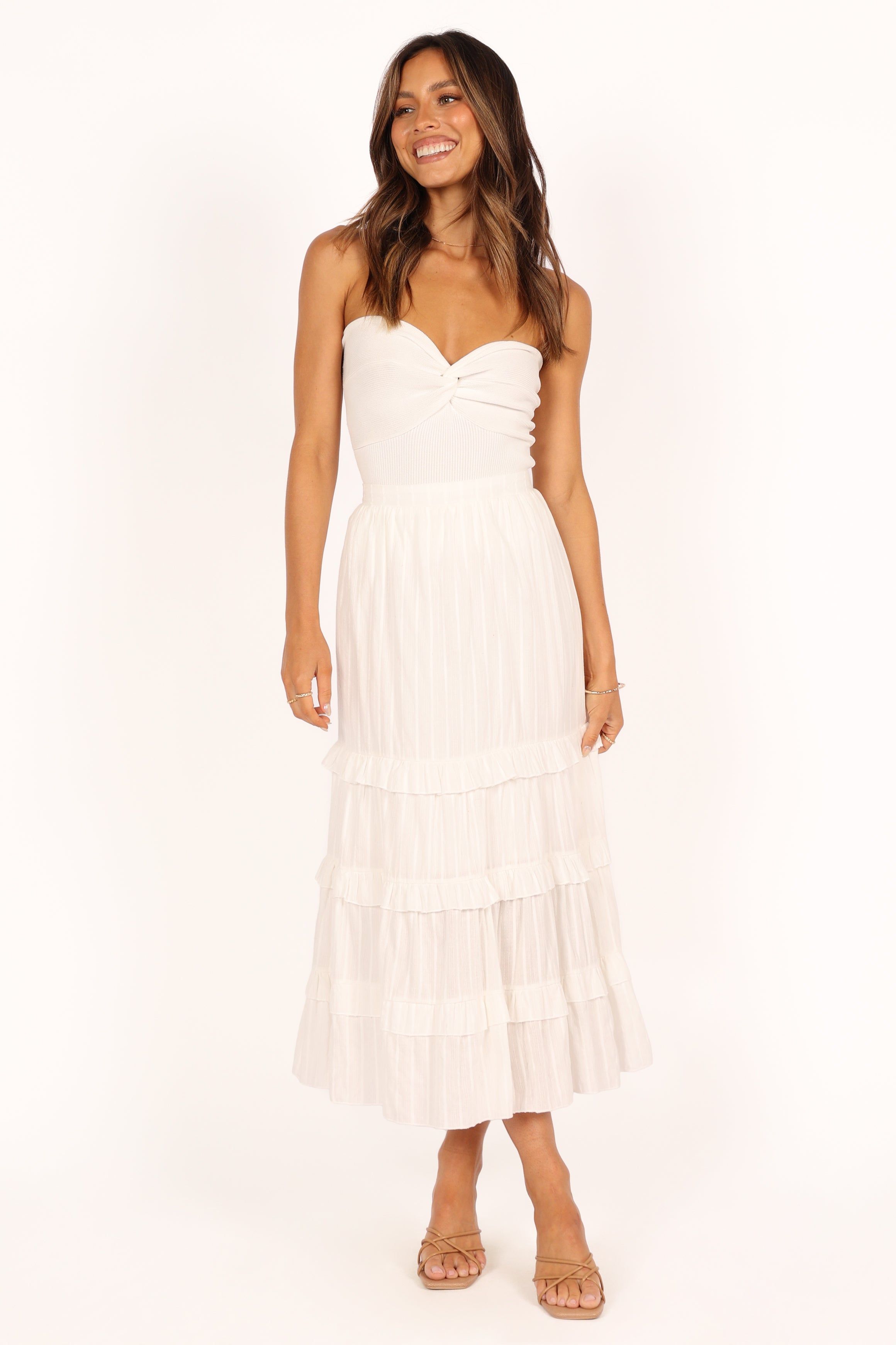 Sheridan Ruffle Maxi Skirt - White sold by Petal & Pup
