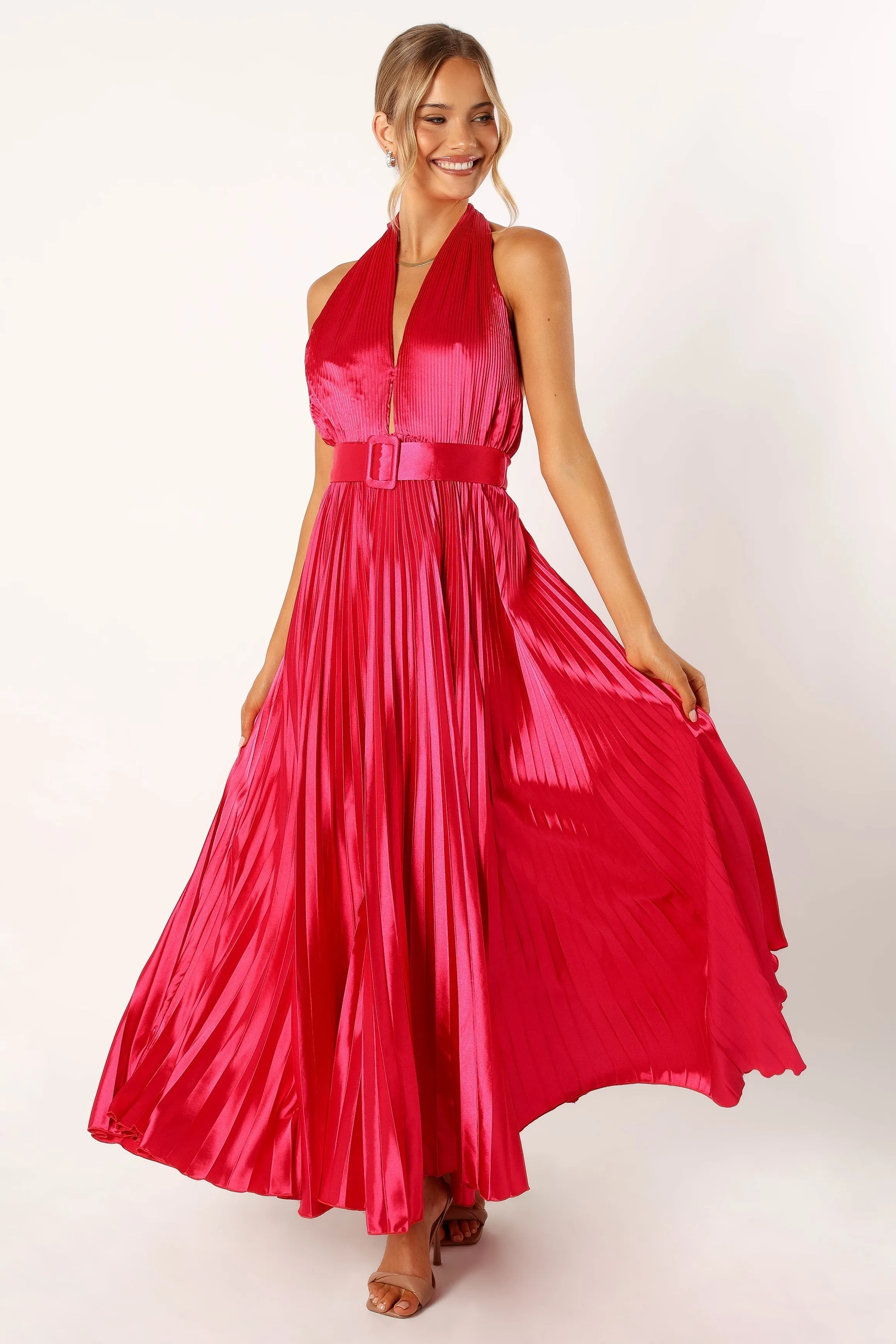 Greta Halterneck Maxi Dress - Magenta sold by Petal & Pup product image thumbnail 5