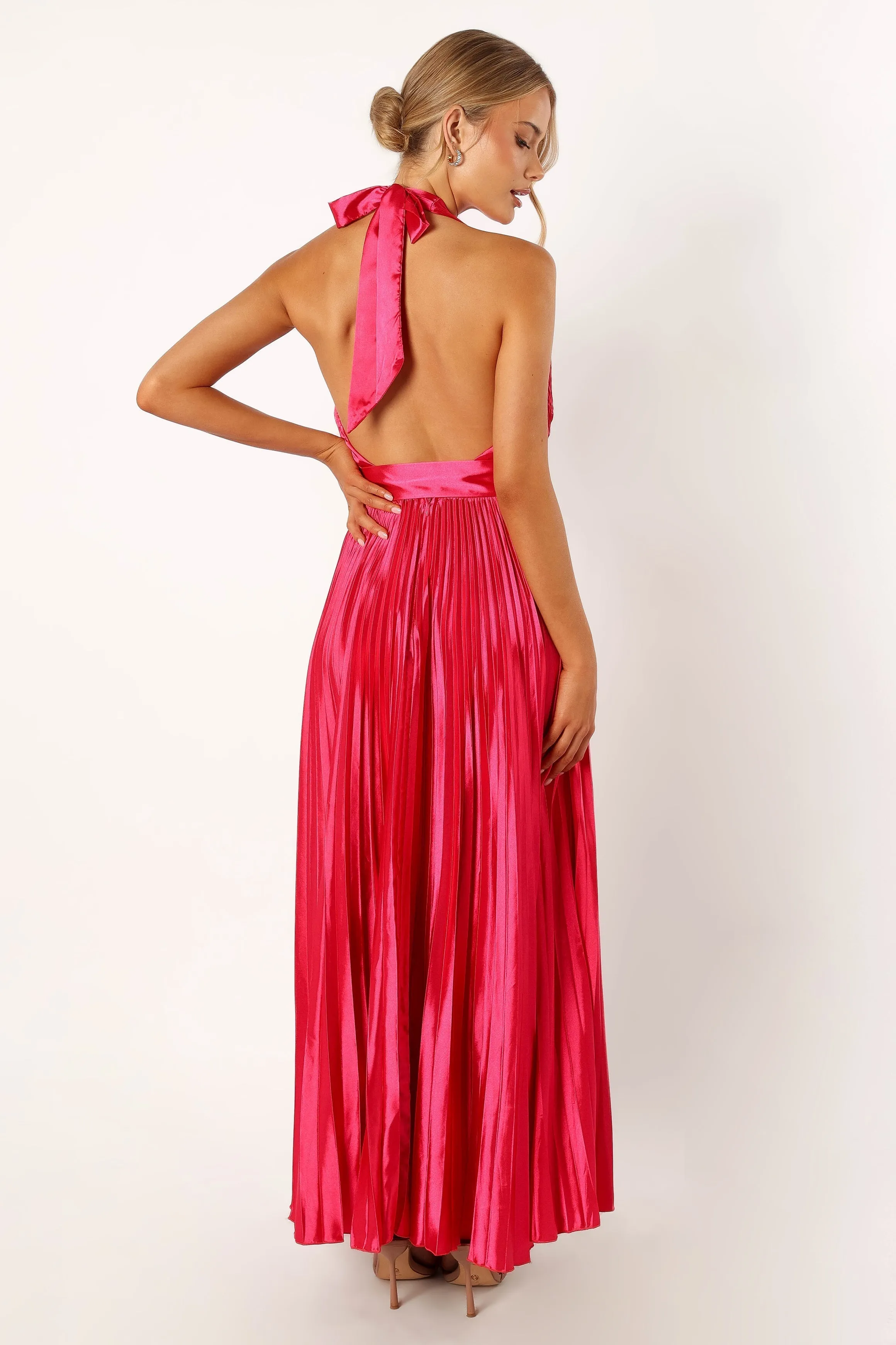Greta Halterneck Maxi Dress - Magenta sold by Petal & Pup product image thumbnail 3