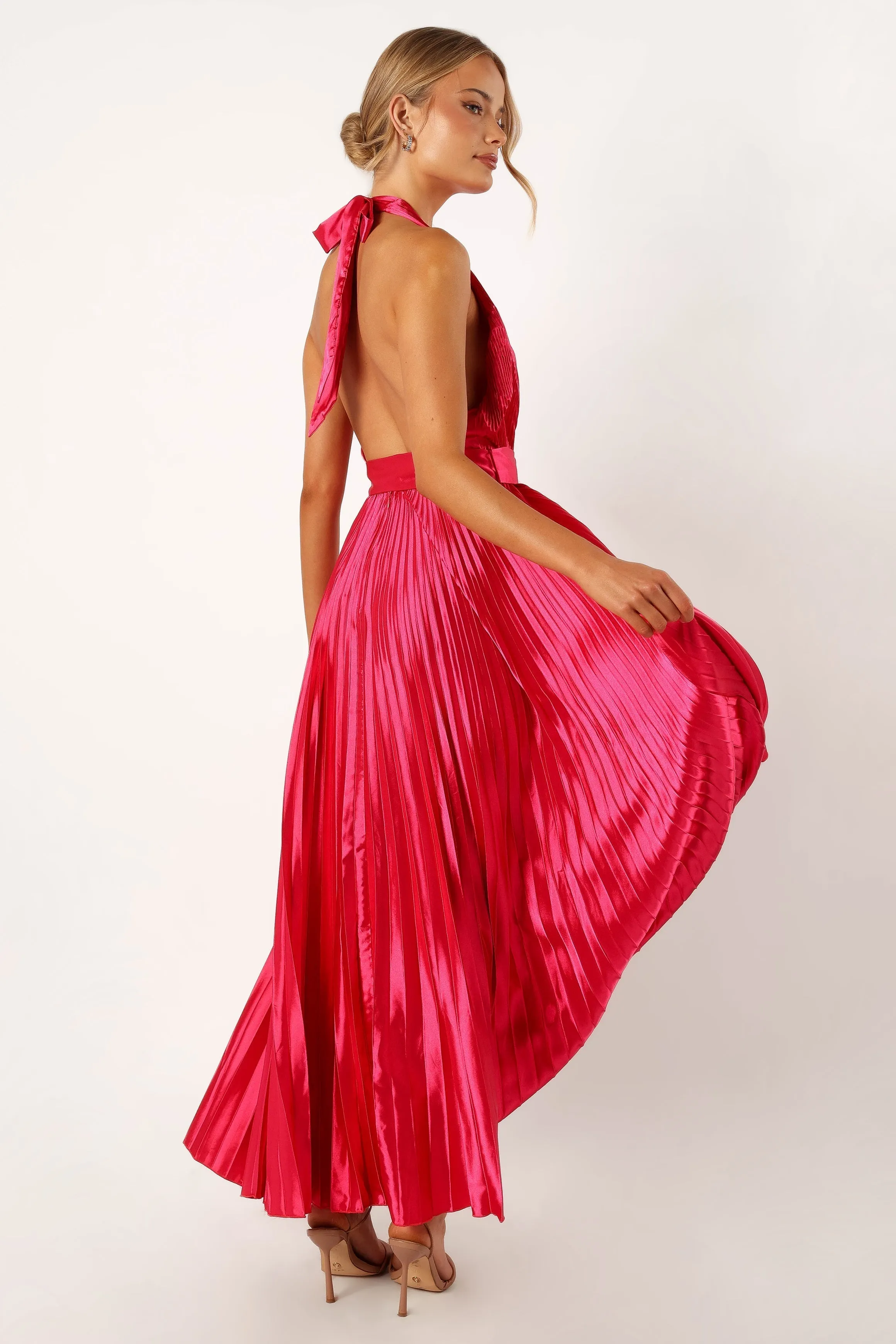 Greta Halterneck Maxi Dress - Magenta sold by Petal & Pup product image thumbnail 4
