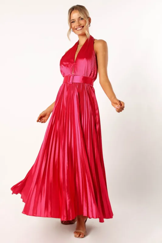 Greta Halterneck Maxi Dress - Magenta sold by Petal & Pup